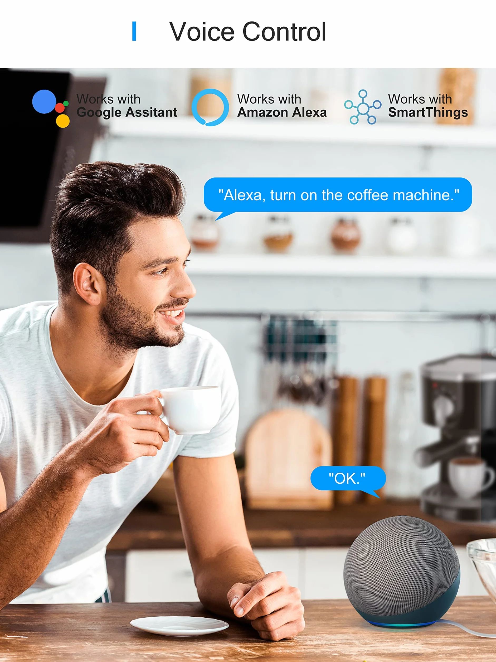 Inteligentne Gniazdko Wi-Fi z Pomiarem Prądu 2 sztuki 16 A Smart Home Alexa Google Home