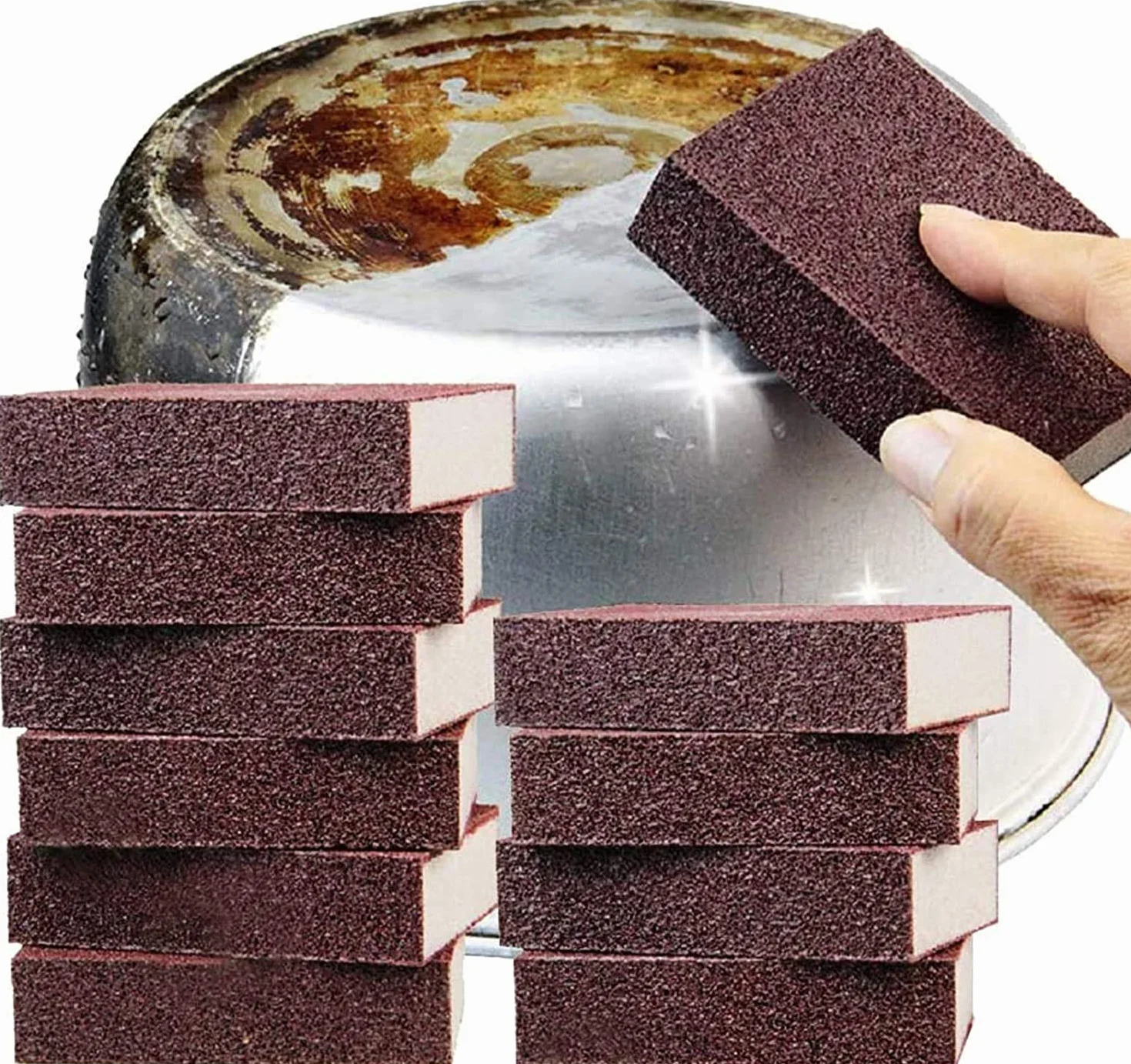 Gąbki do czyszczenia, 10 sztuk, gąbka do odkamieniania garnków, dzbanka do herbaty, czajnika, do czyszczenia dużych powierzchni