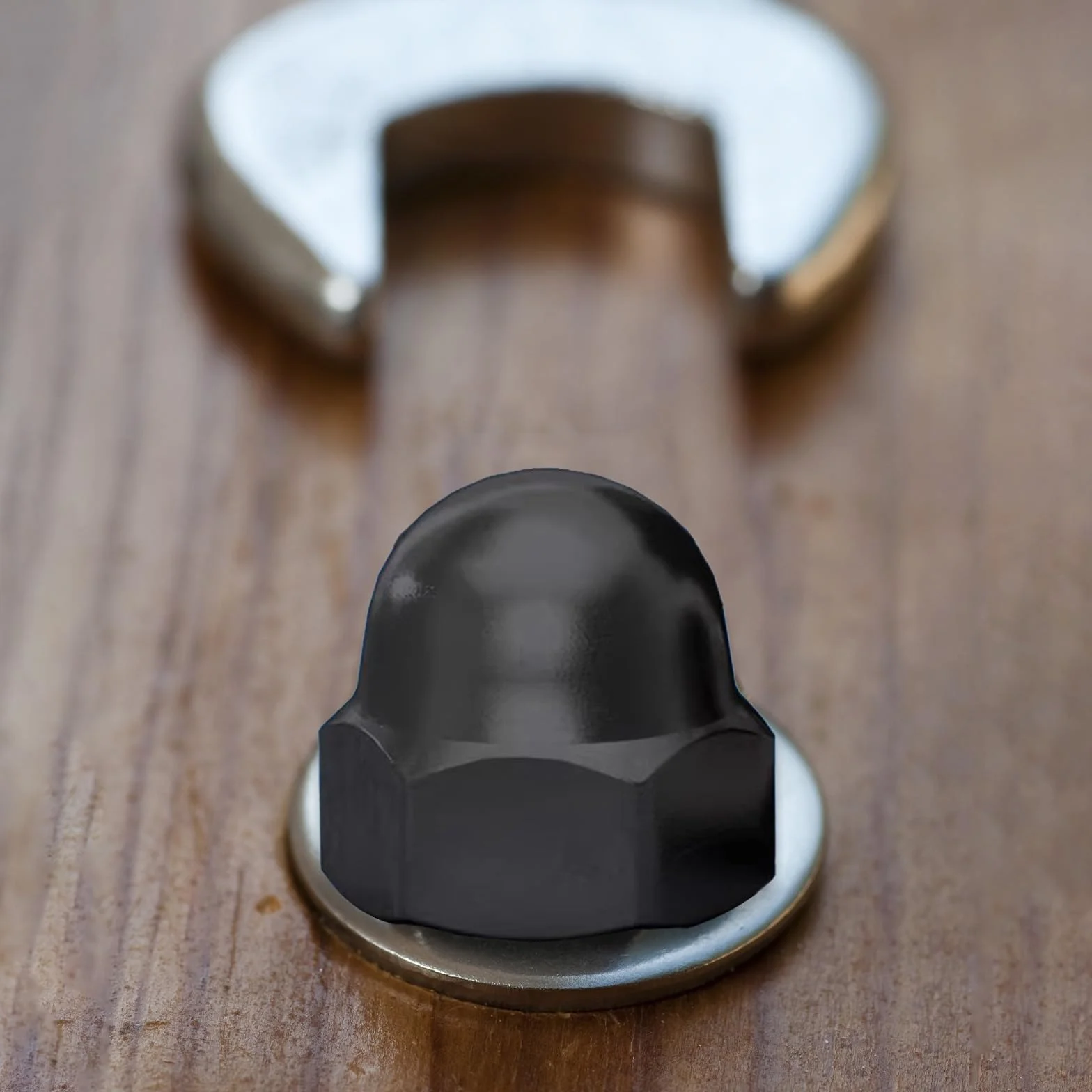10 sztuk Nakrętek Kołpakowych M4 ze Stali Nierdzewnej A2 V2A,Czarne Nakrętki z Łbem Stożkowym DIN1587 Wysokie, Nakrętki Sześciokątne do Śrub, Prętów Gwintowanych i Śrub Gwintowanych