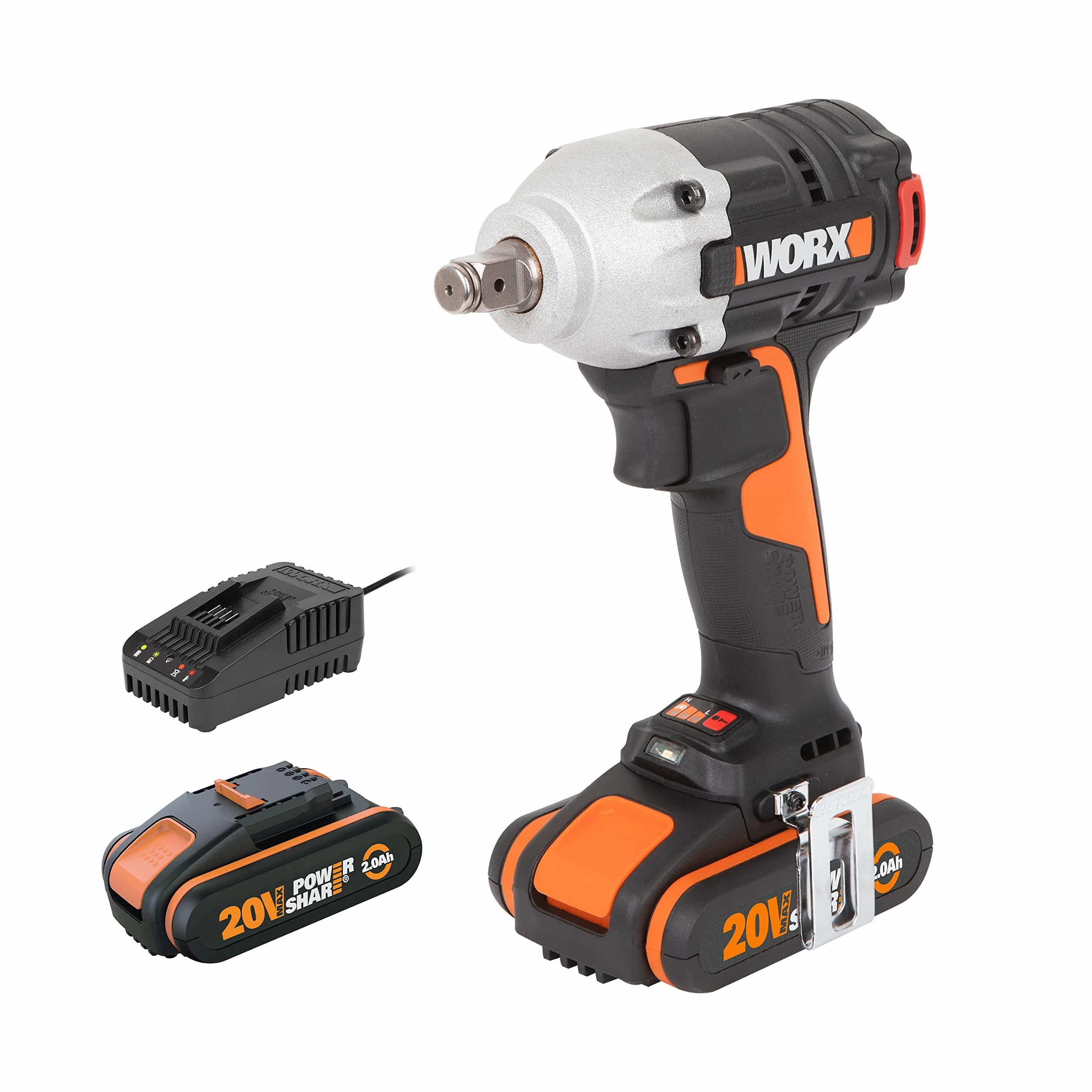 WORX WX272 Nitro bezszczotkowa wkrętarka udarowa 20 V – 300 Nm, ze zmienną 3-biegową przekładnią i światłem LED – idealna do różnych prac związanych z wkręcaniem – z akumulatorem, ładowarką i walizką