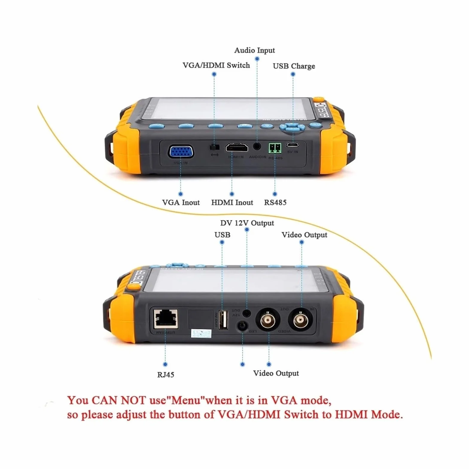 Tester CCTV, IV8W Przenośny tester CCTV 8MP | Z AHD/CVI/TVI Mini Monitor Kamery Tester VGA Wejście Wideo Tester Kamery Bezpieczeństwa do testowania kamer CCTV i IP.