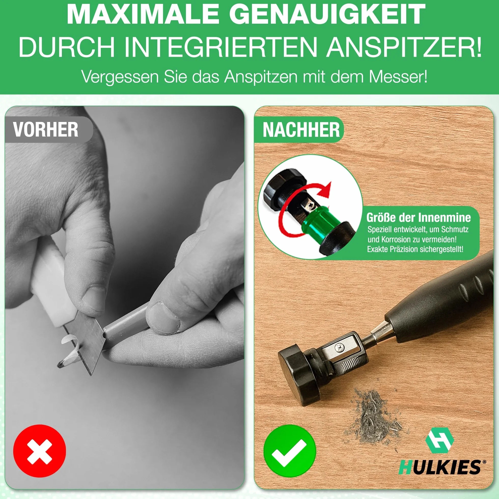 3 w 1 marker do głębokich otworów – 10-częściowy profesjonalny zestaw: ołówek ciesielski, ołówek do głębokich otworów i kołczan – marker dla rzemieślników, w zestawie 6 wkładów zapasowych i
