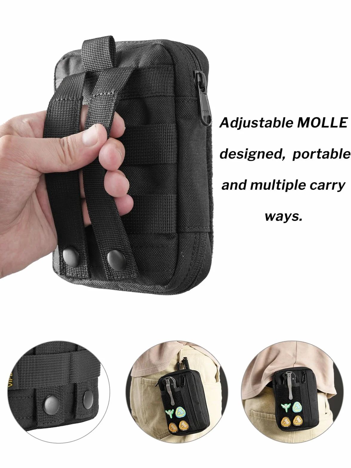 VIPERADE VE30 Woreczki Molle Mała torba EDC Kompaktowa torba na pasek dla mężczyzn Torba EDC z rzepem Regulowany plecak Molle czarny