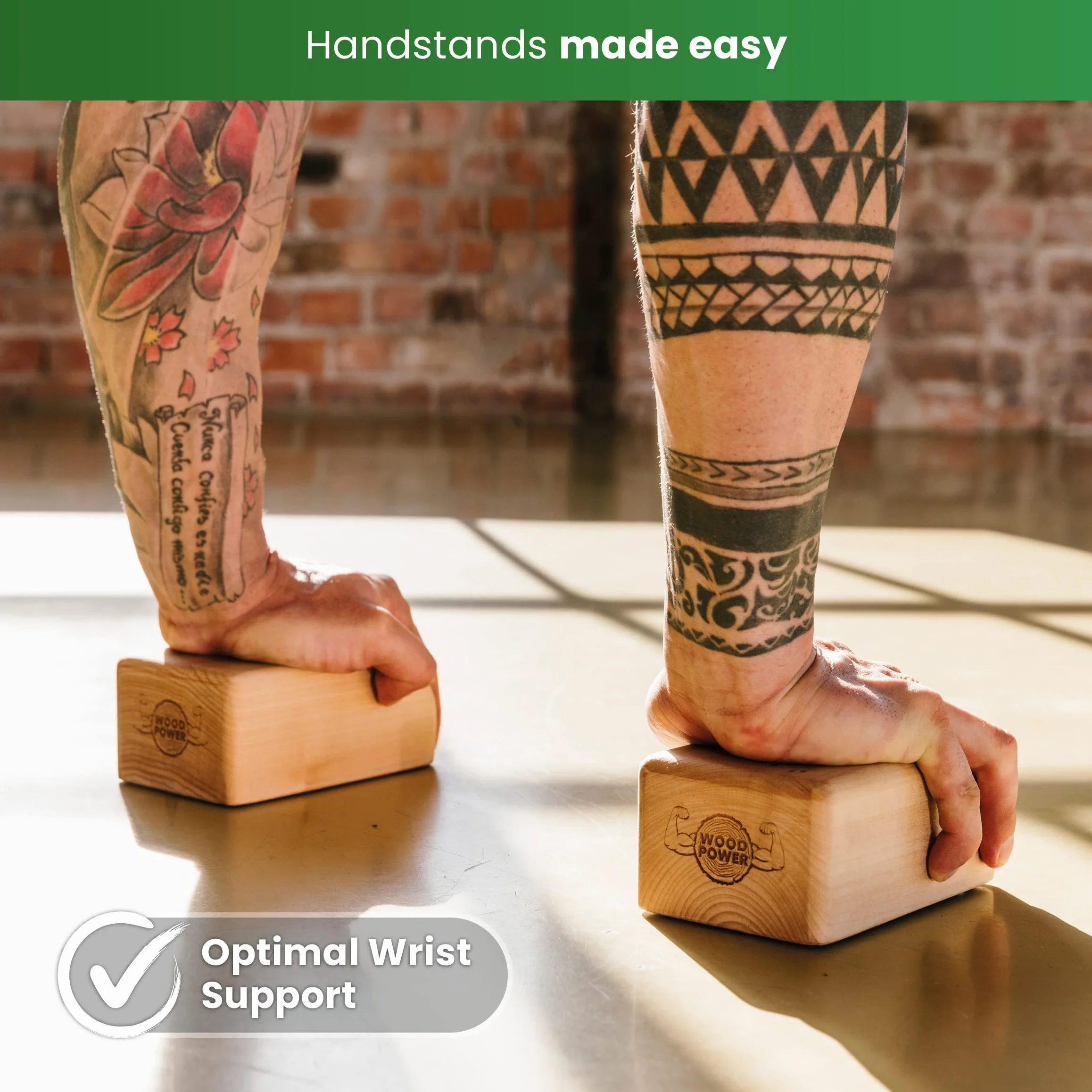 WOODPOWER® BalanceBlocks (Comfort Edition), klocki do stania na ręce i blok do jogi w jednym – wspierają nadgarstki podczas treningu bodyweight, gimnastyki, akrobatyki, jogi i wielu innych (2 sztuki)
