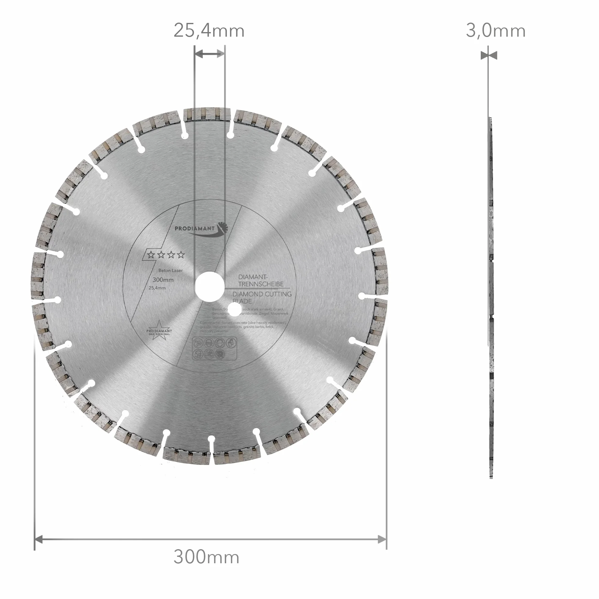 PRODIAMANT Premium diamentowa tarcza do cięcia betonu Laser 300 mm x 25,4 mm diamentowa tarcza do cięcia spawana laserowo