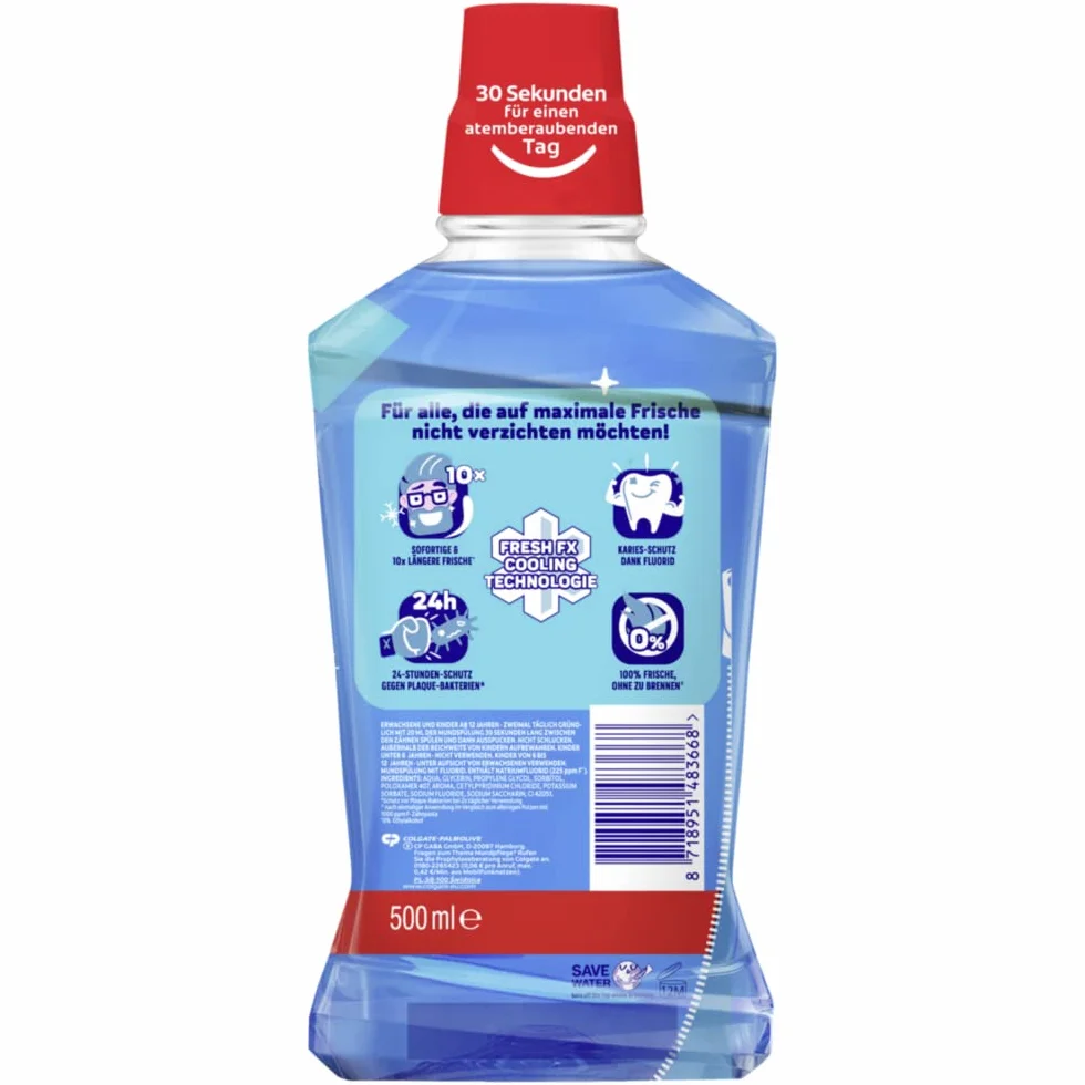 Colgate Fresh Breath zestaw 6 butelek do płukania jamy ustnej 500 ml – natychmiastowa i długotrwała świeżość bez przypalenia