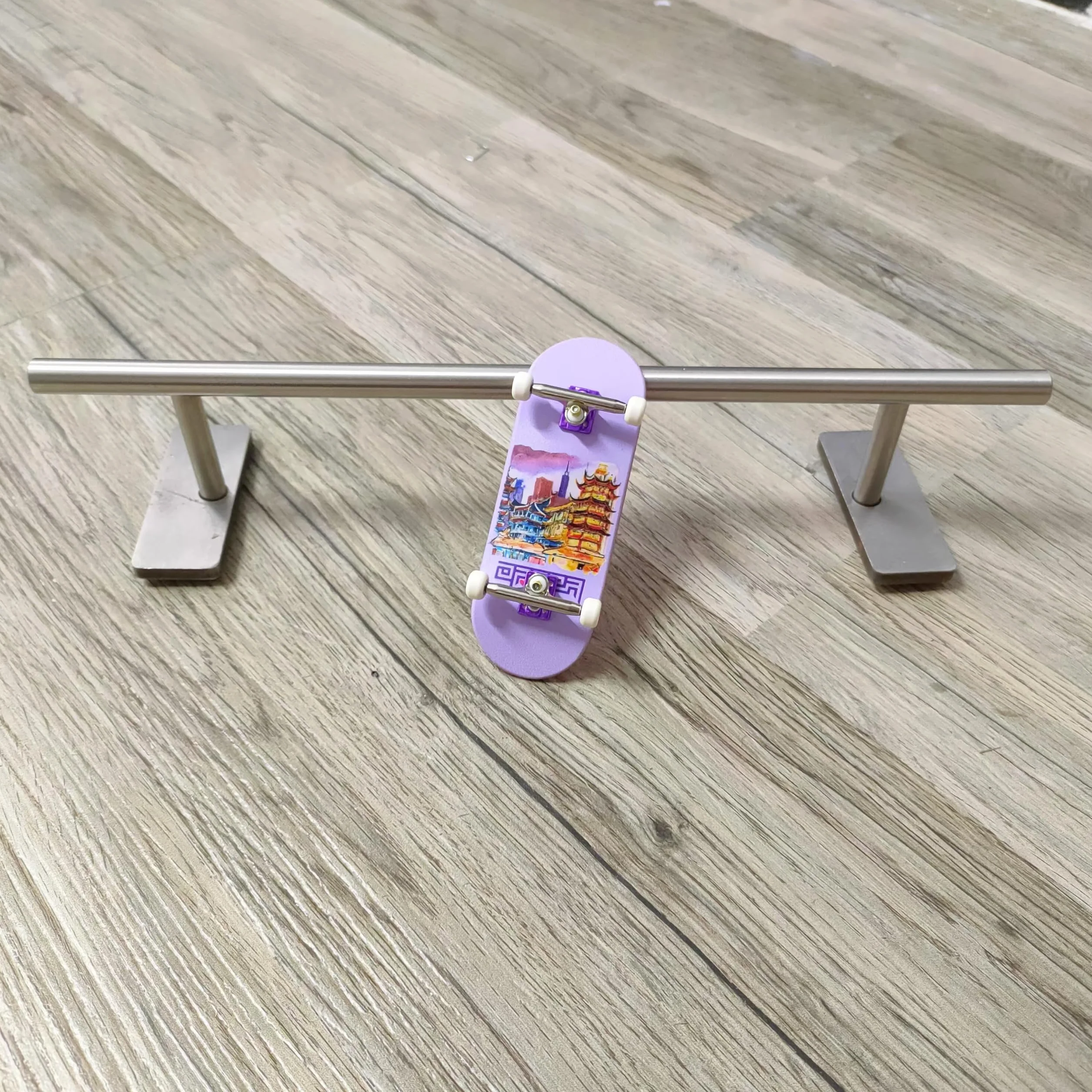 LEEFAI Przeszkody na fingerboard, 28 x 5,5 cm, ze stali nierdzewnej, mini deskorolka fingerboard, okrągła szyna do ramp fingerboardowych i parku