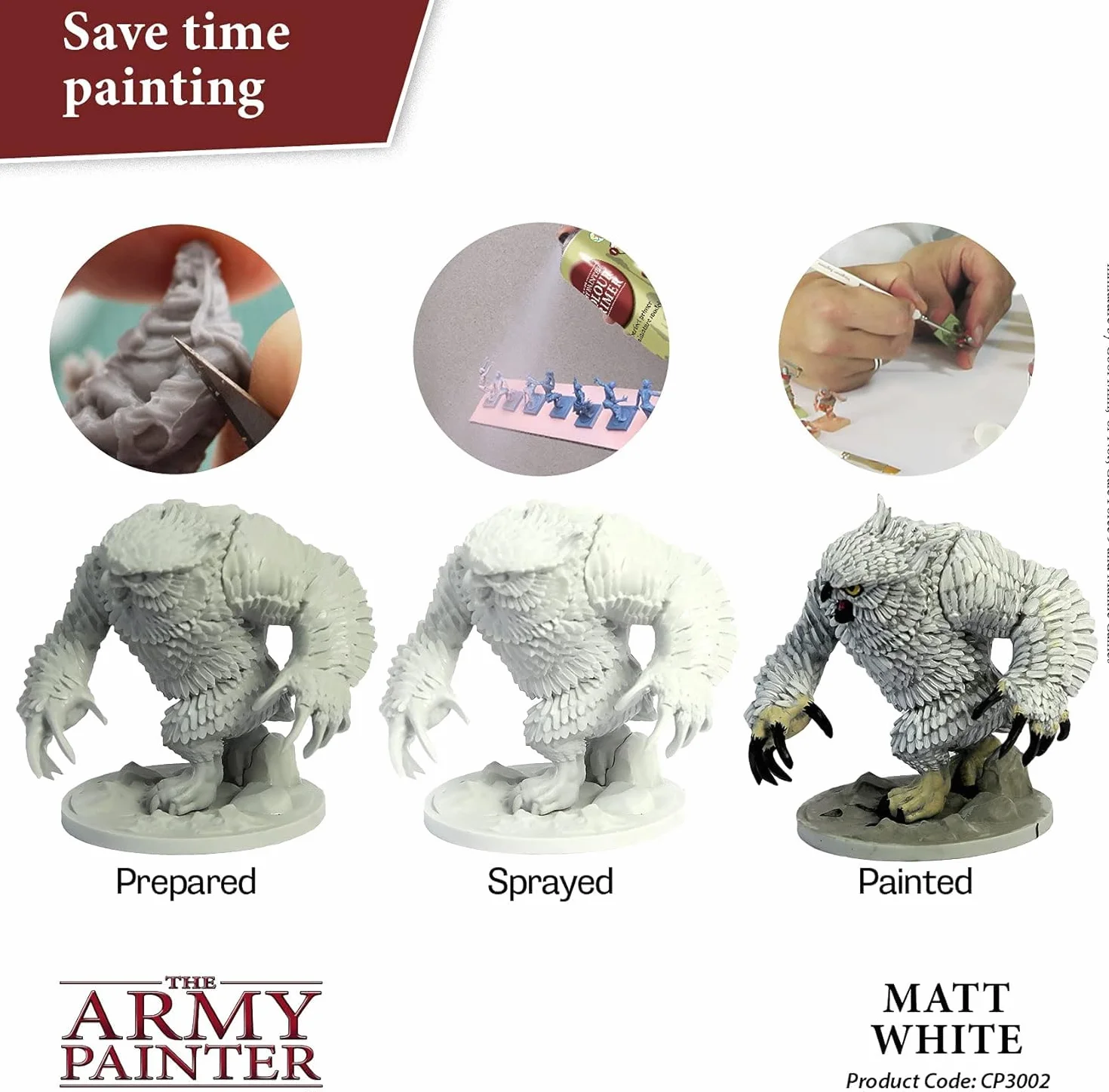 The Army Painter, Colour Primer Matt White, 400 ml spray akrylowy | Podkład matowy biały do malowania figurek Warhammer i Dungeons and Dragons