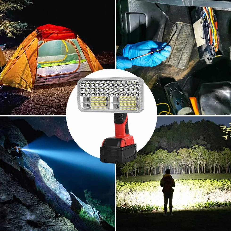 Bezprzewodowa lampa robocza 40 W do akumulatorów litowo-jonowych Milwaukee 18 V, reflektor roboczy LED z portem USB, 4200 lm stop aluminium, super jasne oświetlenie robocze w miejscu pracy, do użytku
