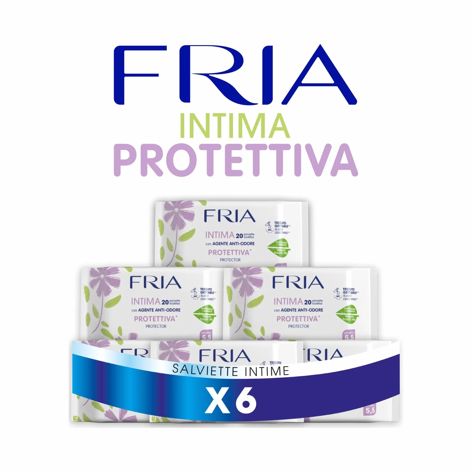 Fria Chusteczki ochronne do higieny intymnej z środkiem przeciwzapachowym, testowane ginekologicznie, tkanina do wyrzucania toalety, przetestowana dermatologicznie, ekonomiczne opakowanie 120