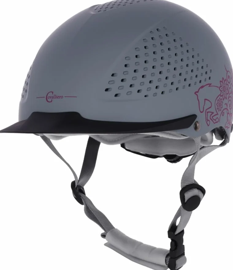 Covalliero 3230153 Kask jeździecki Beauty 2.0, 4-punktowe mocowanie, szary, 52-54 cm