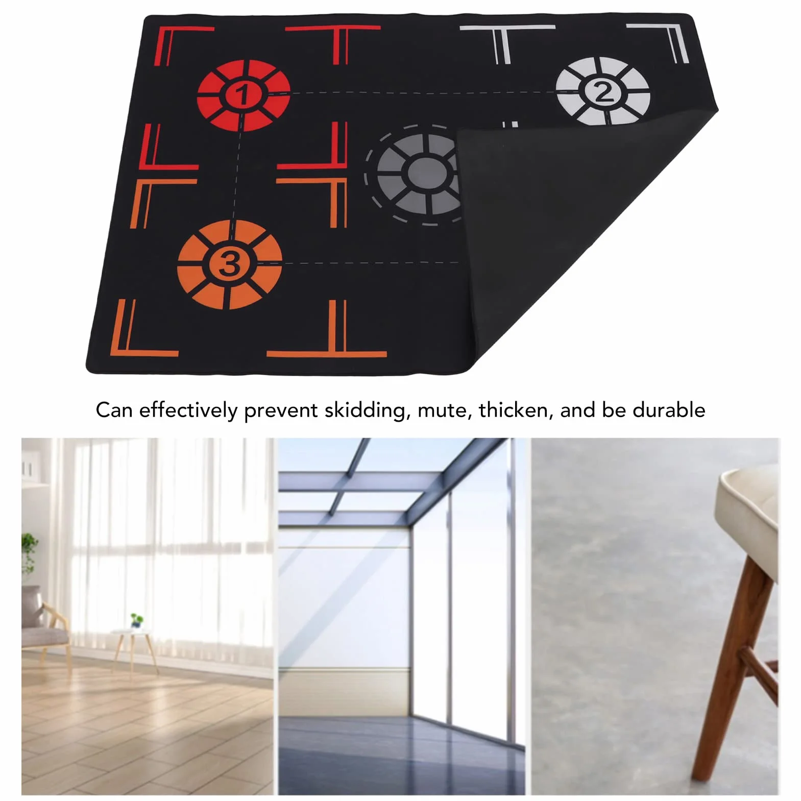 Koszykówka Footstep Mat, 2mm Składany Basketball Training Mat Dribble Cichy Sport Pomocniczy Props Gumowy System Szkolenia Koszykówki dla Dzieci Młodzieży, Czarny