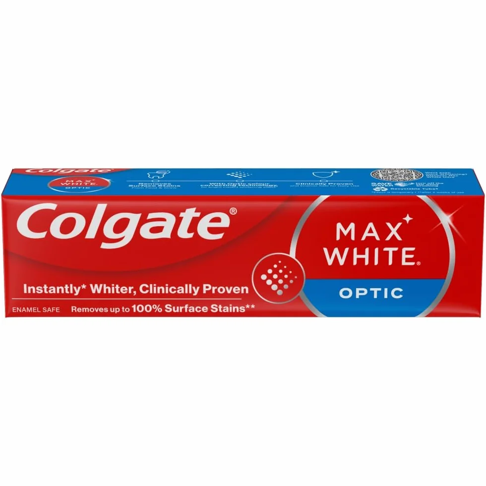 COLGATE - Max White Optic – pasta do zębów – usuwa płytkę nazębną i plamy na powierzchni, 75 ml