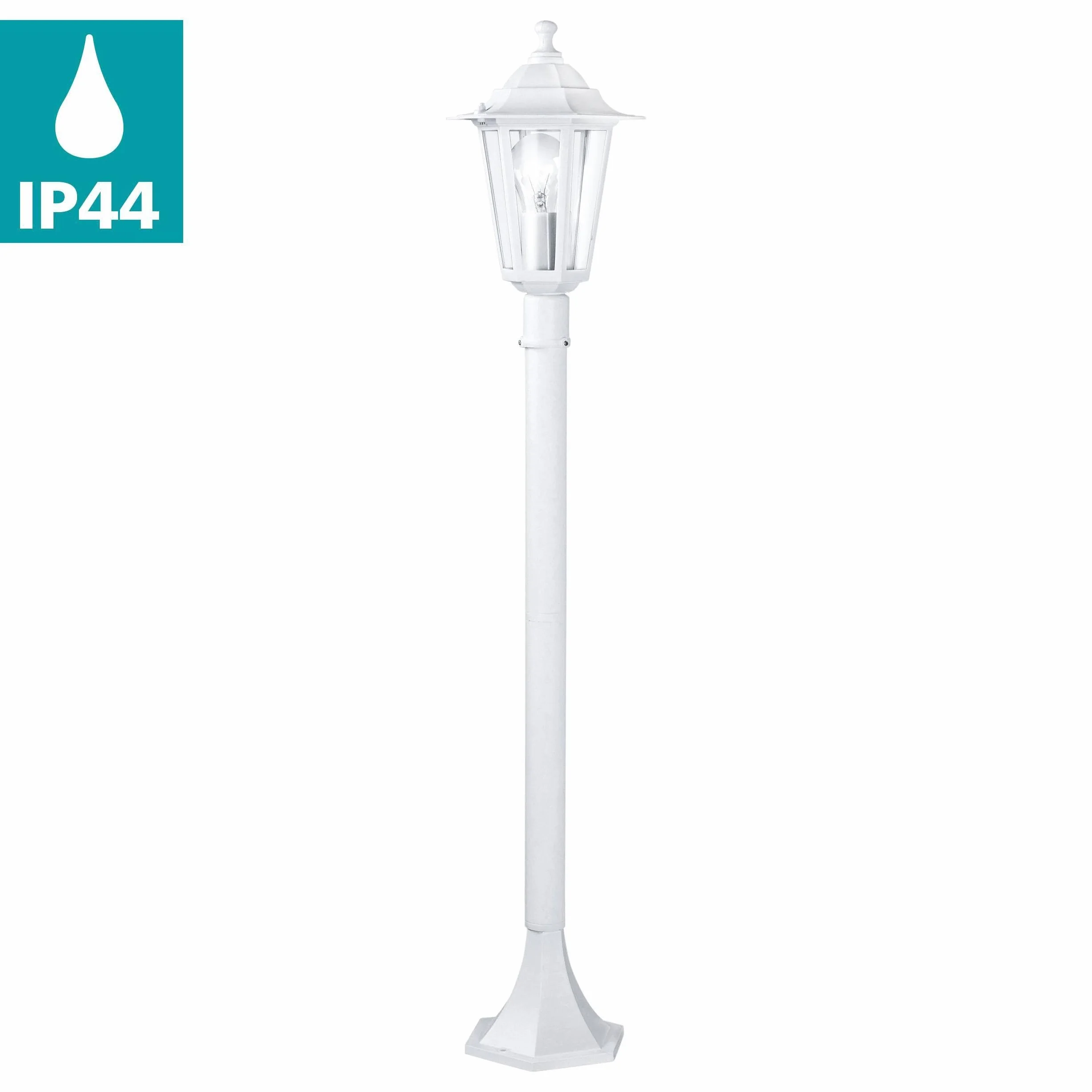 EGLO Lampa stojąca zewnętrzna E27 IP44 biała odlew aluminiowy szkło