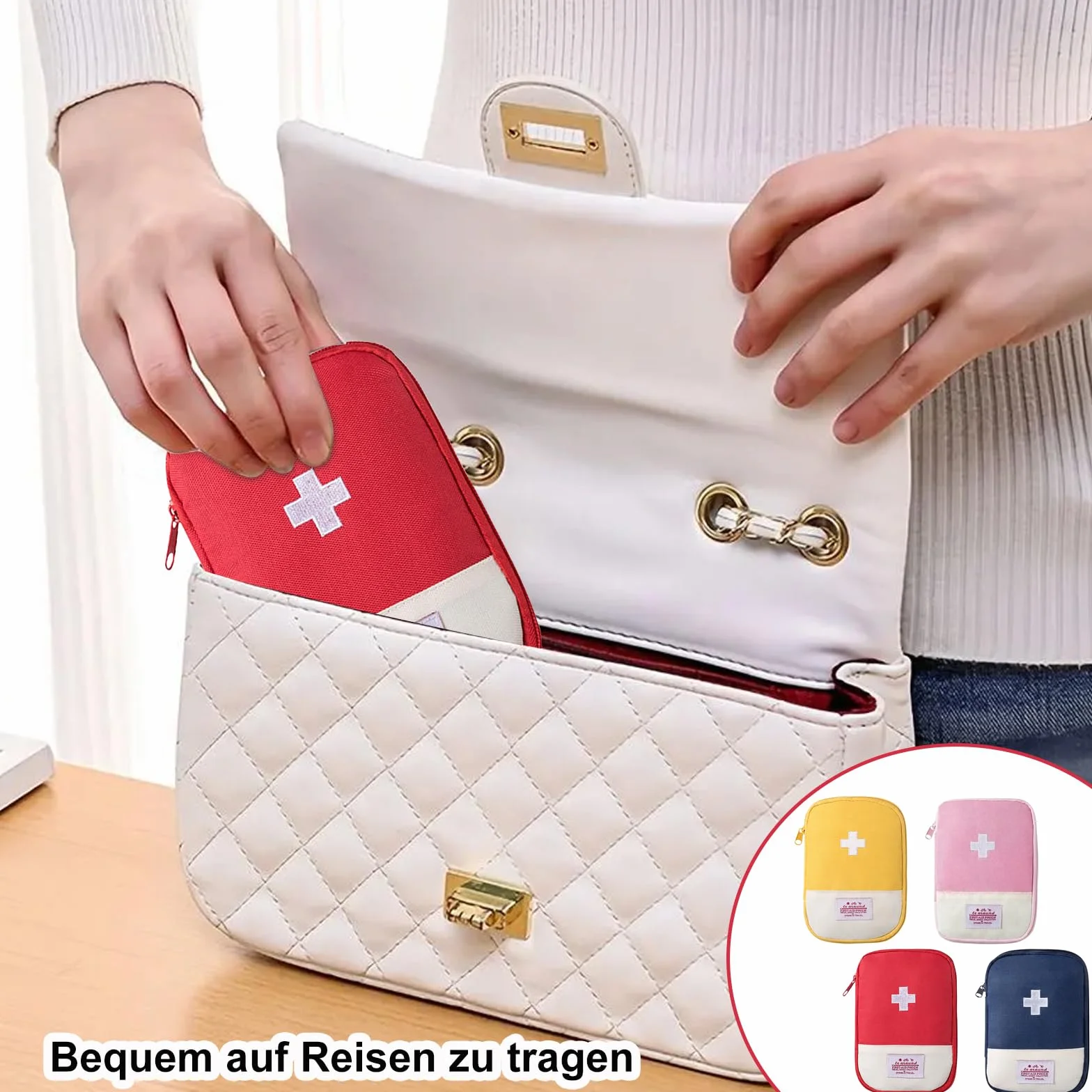 Torba na lekarstwa, 4 sztuki, podróżna torba na apteczkę, mini zestaw pierwszej pomocy, przenośna torba pierwszej pomocy, pusta torba podróżna, do szkoły, na podróż