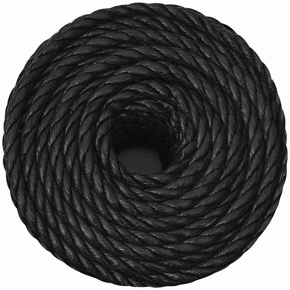 vidaXL Linka robocza, czarna, 10 mm, 50 m, polipropylen