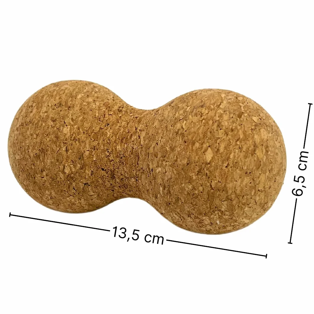 Naturalne korkowe akcesoria do masażu powięzi podwójna piłka 6,5 x 13,5 cm
