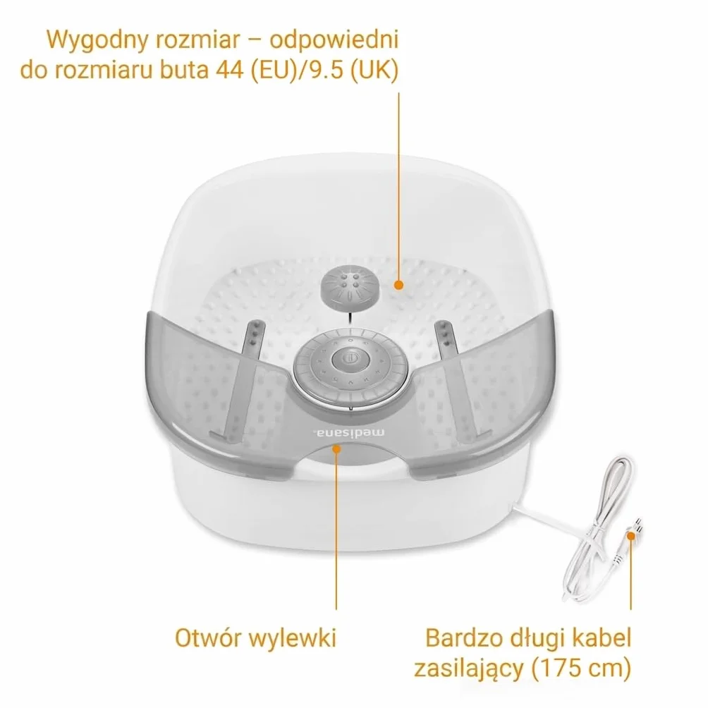 Medisana FS 881 Foot Spa z masażem stref refleksyjnych stóp, elektryczna kąpiel stóp z podgrzewaniem