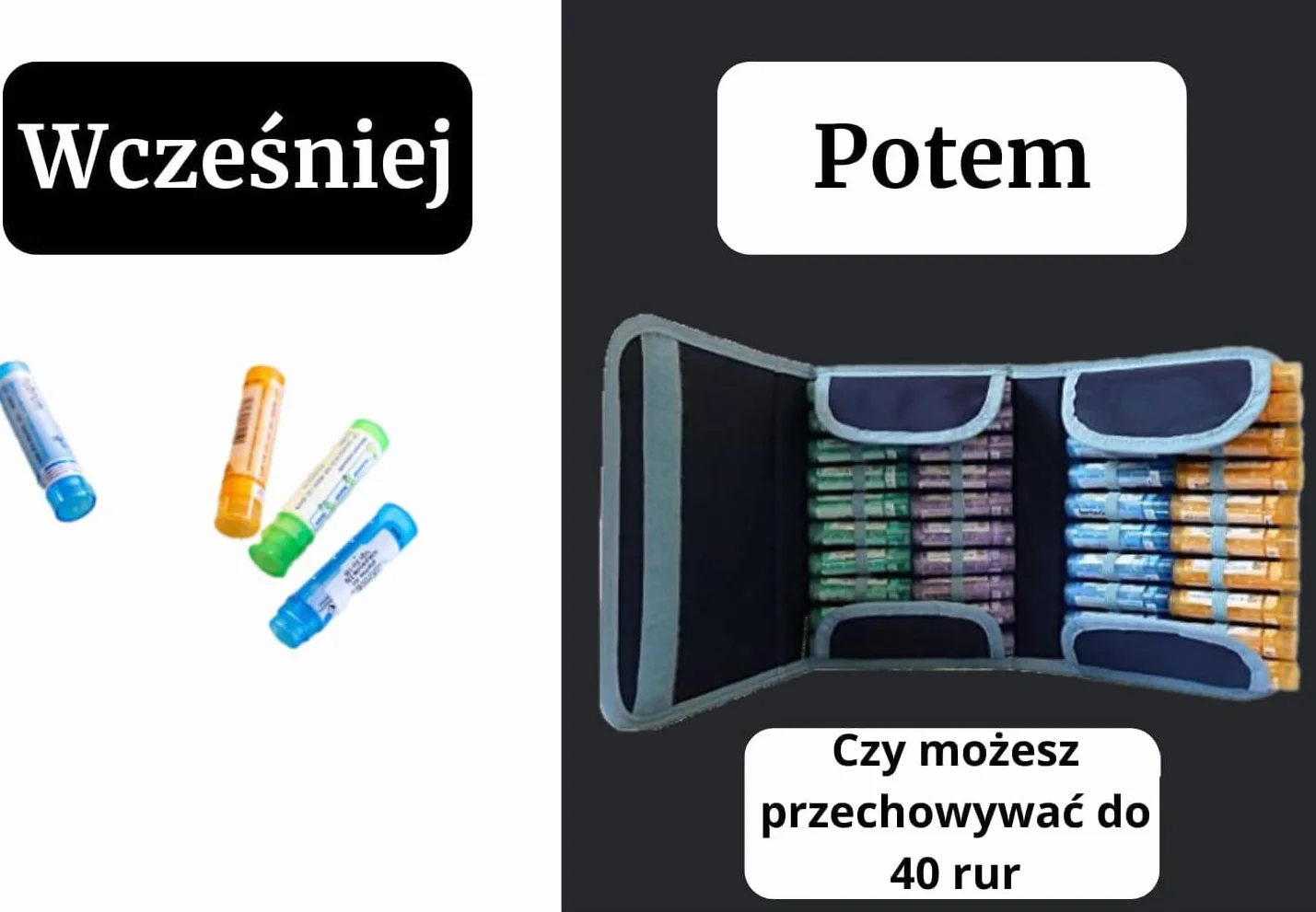 HOMEO-Case | Etui Homeopatyczne z 40 Przestrzeniami na Fiolki Boiron o Pojemności 4 Grama | Nie Zawiera Fiolków | Niebieski