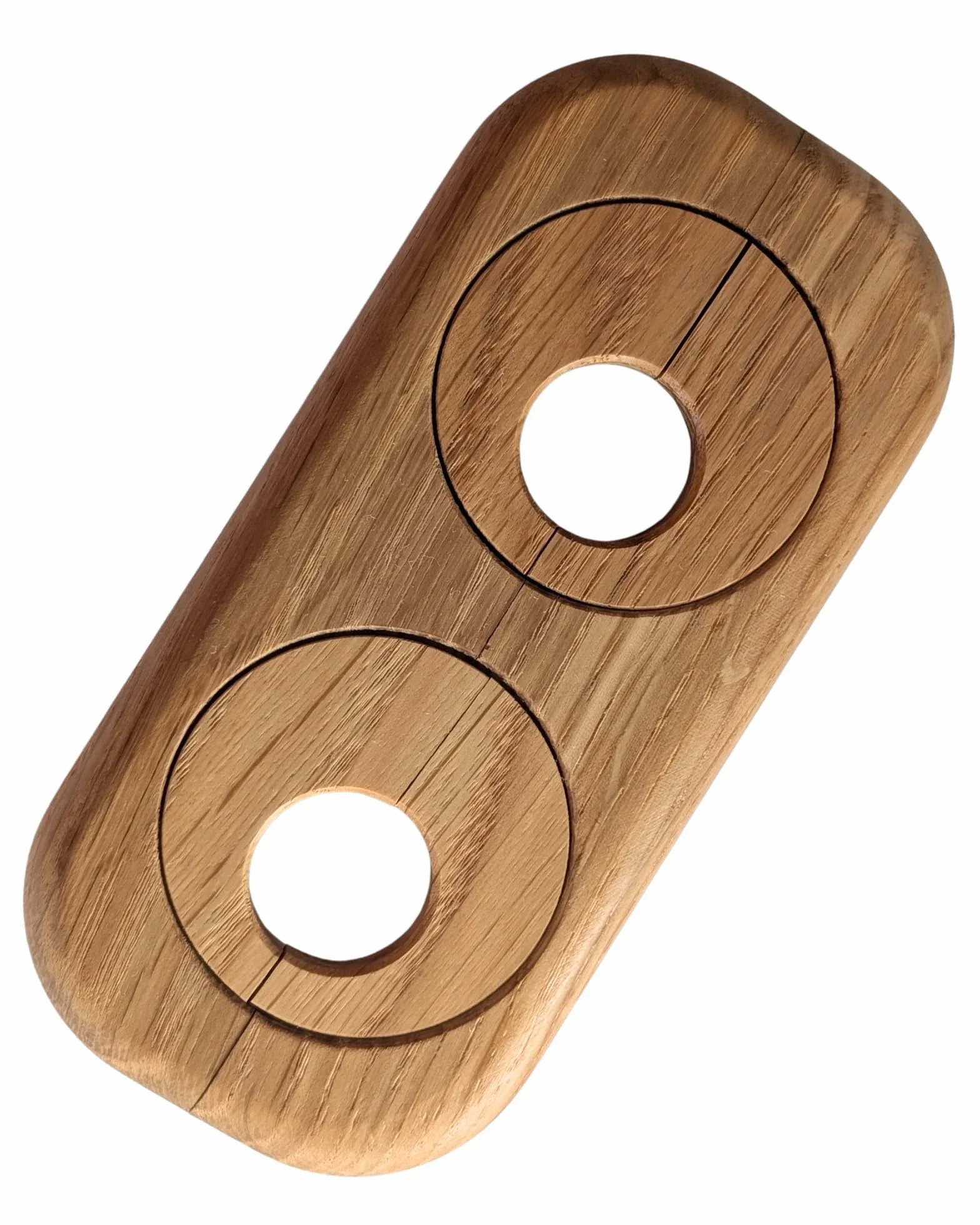 Gedotec Grzejnik podwójna rozeta dąb – otwór 19 mm – zmienny odstęp między rurami 41–66 mm – 122 x 58 mm – drewno lakierowane – pokrywa rury, rozeta grzewcza – Made in Austria (dąb 19 mm)