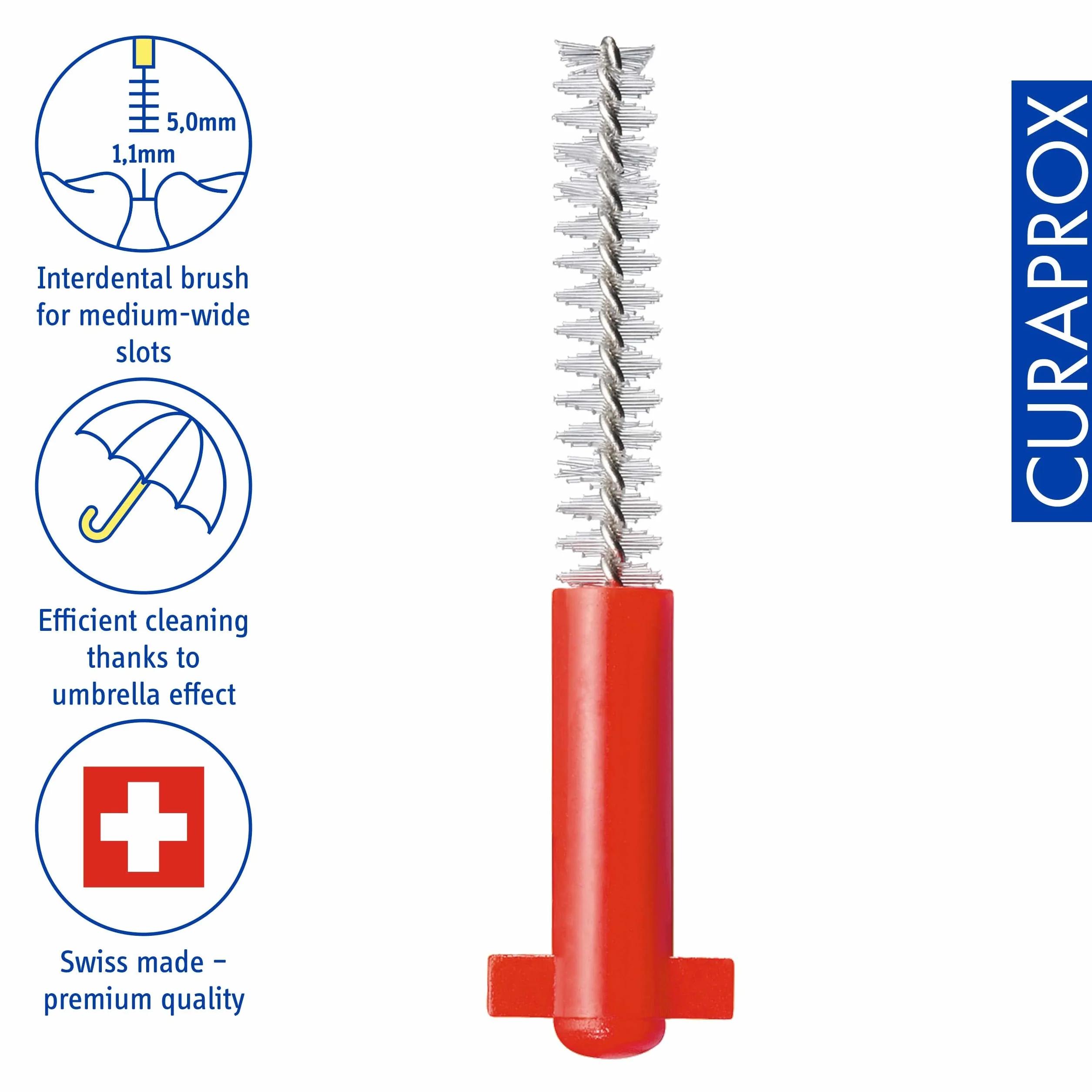 Curaprox Wkłady do szczoteczek międzyzębowych CPS 07 Prime-ISO Rozmiar 1, Czerwony/ultracienkie włókna do skutecznego czyszczenia szczelin / 8-Pack/Made in Switzerland/Niemieckie opakowania