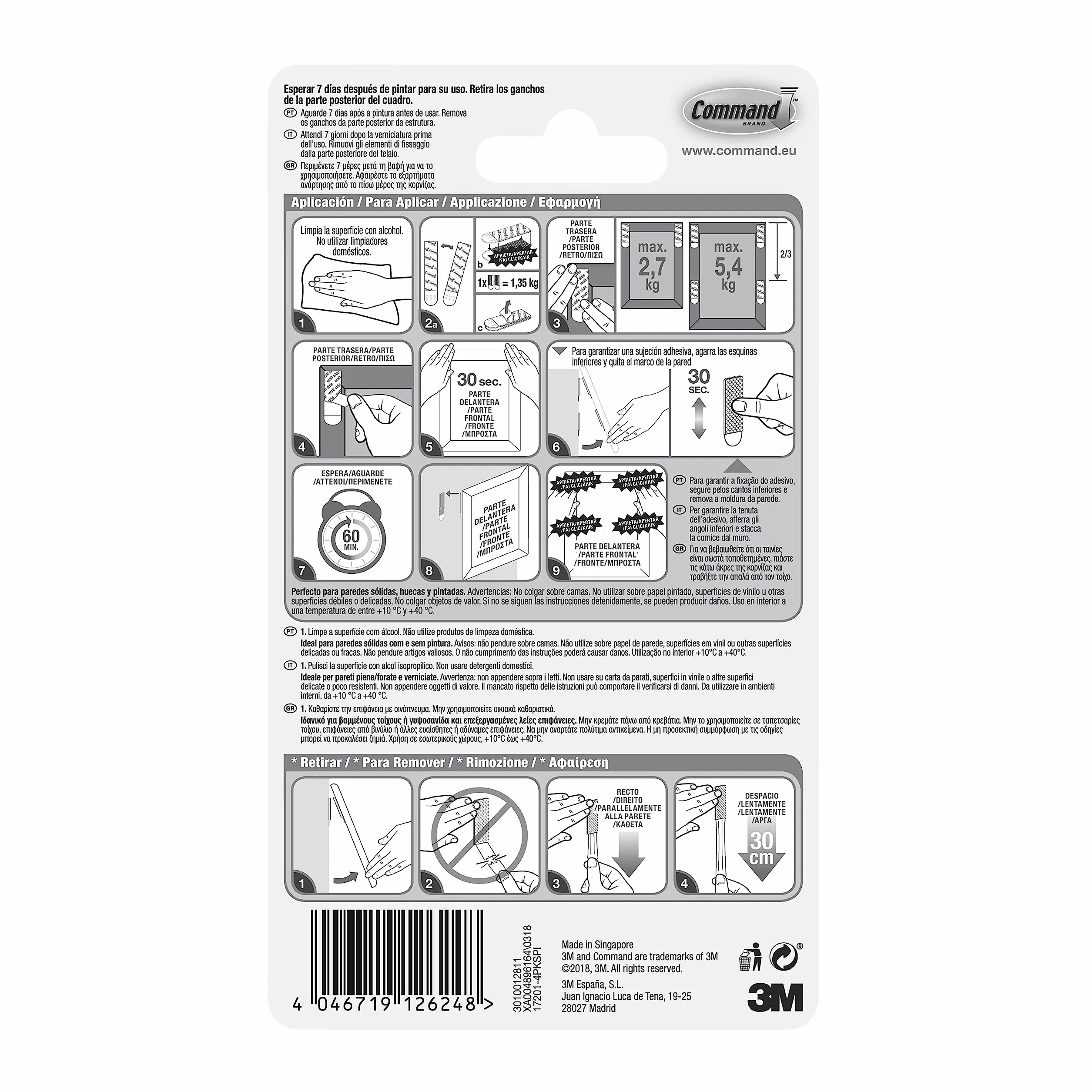 Command Ph204-8Eu Paski Montażowe, Biały, ‎17,5 x 1,5 x 24,9 cm; 80 g