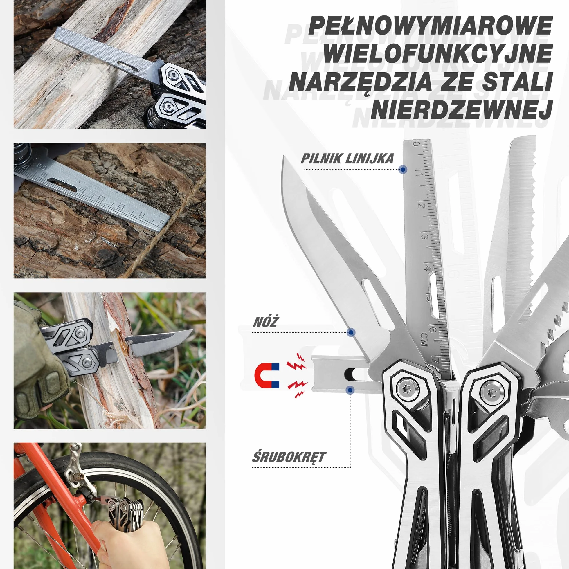 Mossy Oak szczypce wielofunkcyjne, 21 w 1, wielofunkcyjne narzędzie ze szczypcami, składany nóż Mulitool na kemping, wędrówki, w zestawie z przenośnym etui