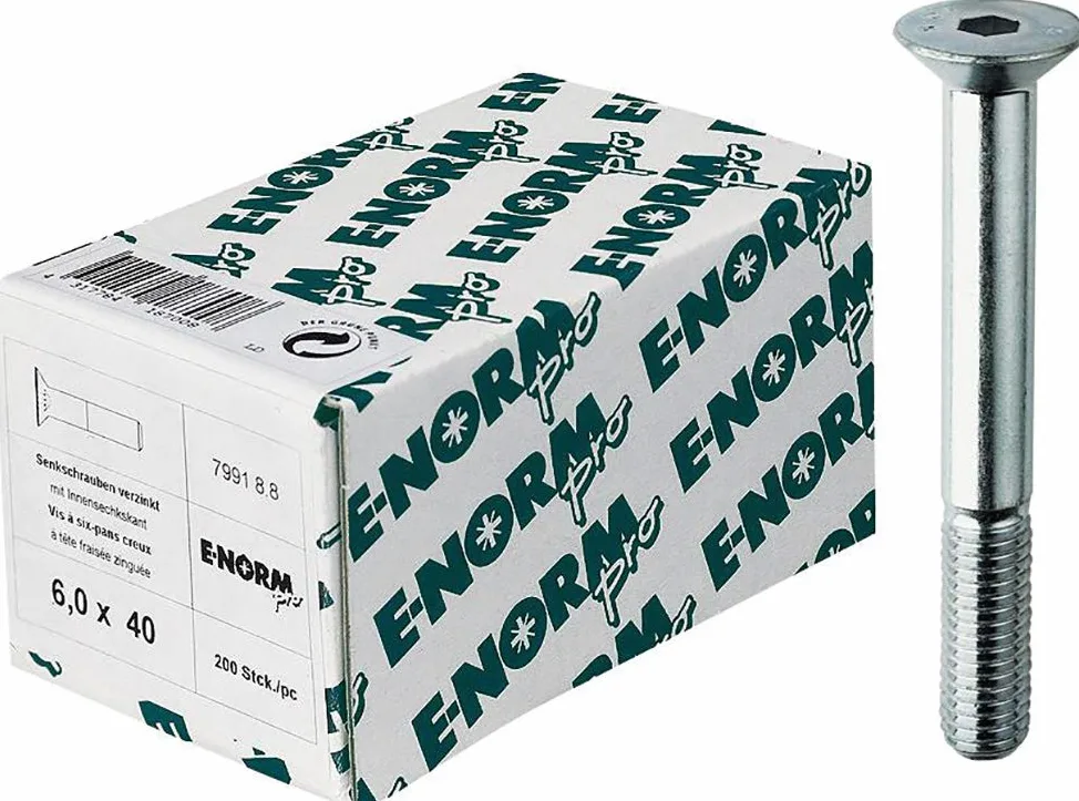 Śruby, gniazdo 6-kątne DIN 7991 8.8 M8x35mm 200szt E-NORMpro