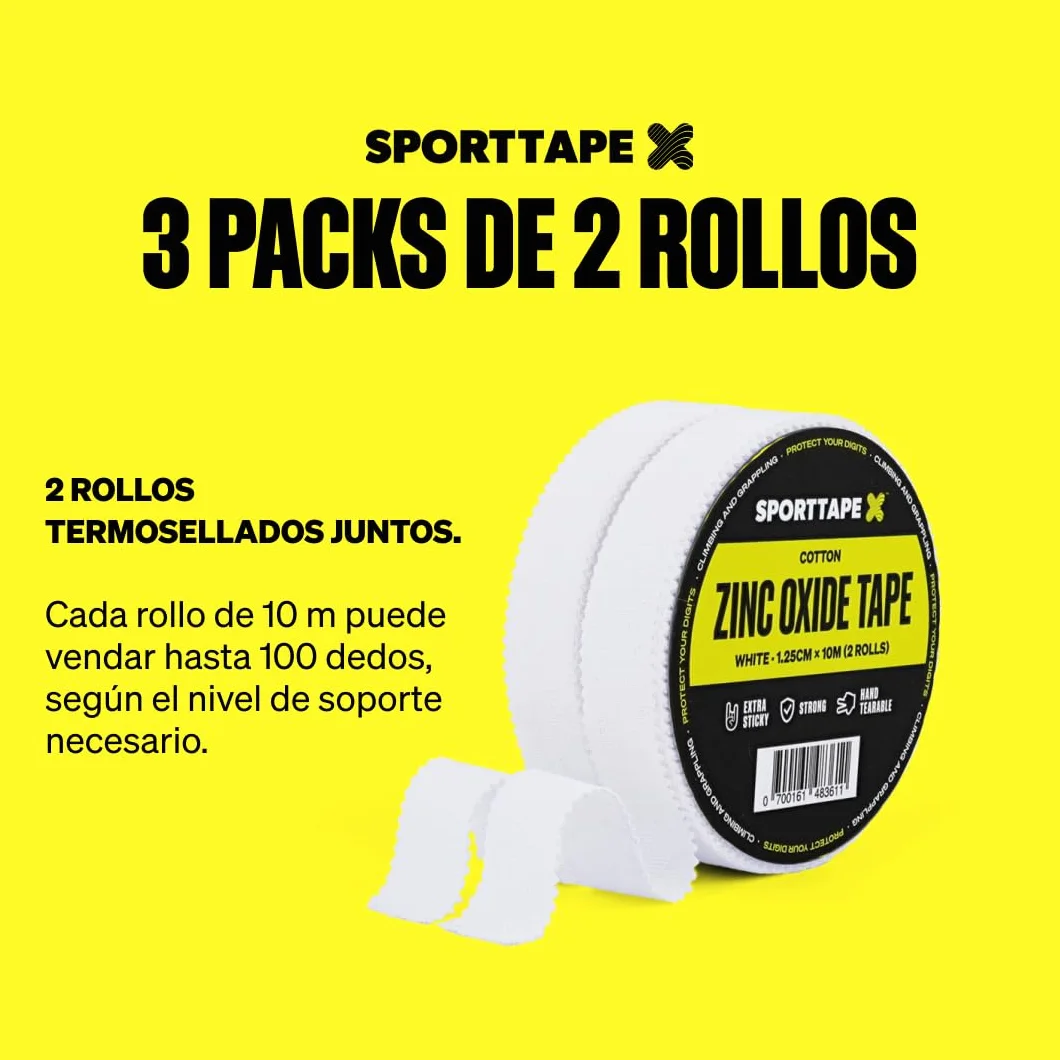 SPORTTAPE taśma wspinaczkowa 1,25 cm x 10 m biała do boulderingu BJJ Jiu-Jitsu