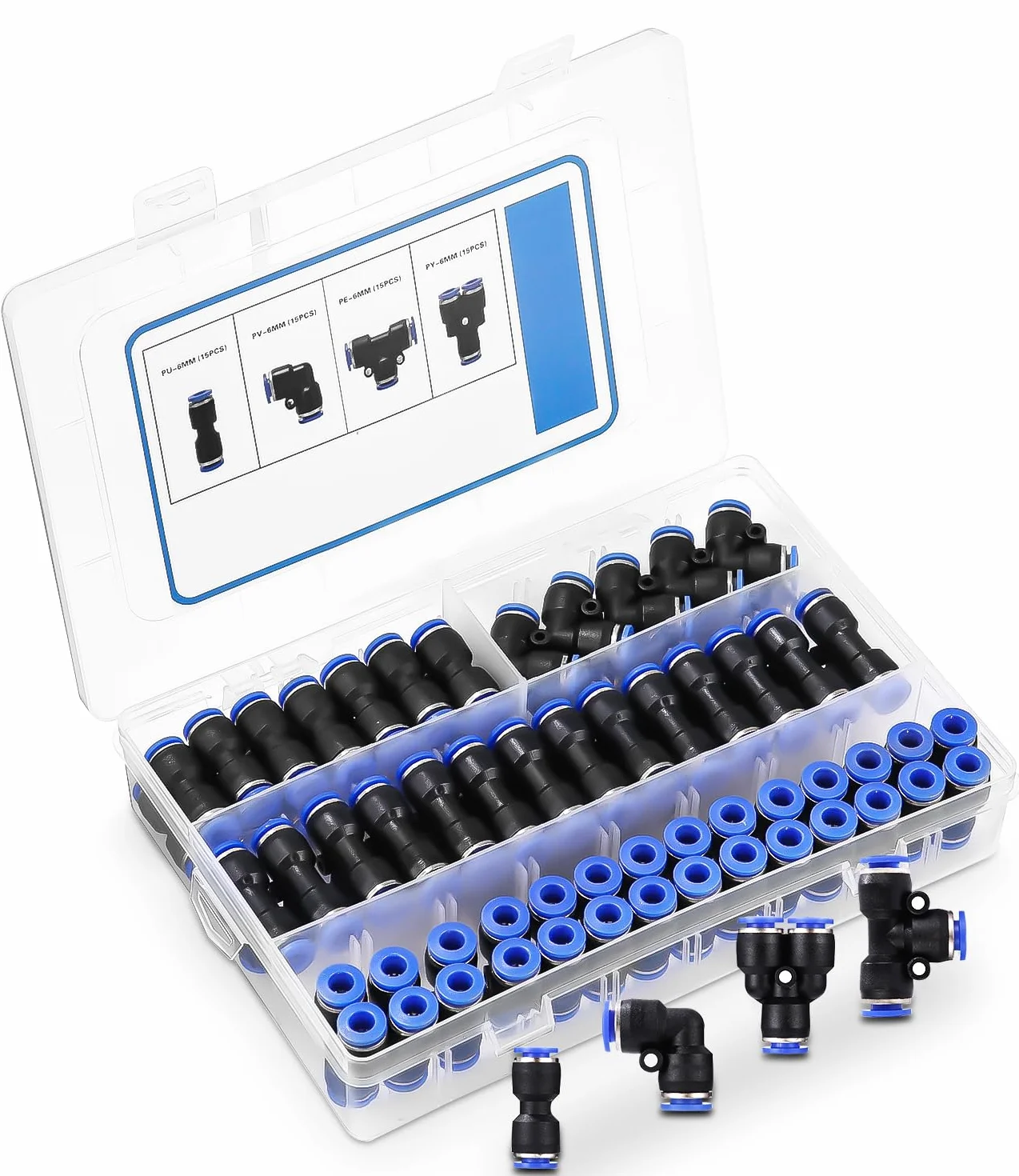 Pneumatyczne złącze Quick-Push-In 6 mm 60 sztuk