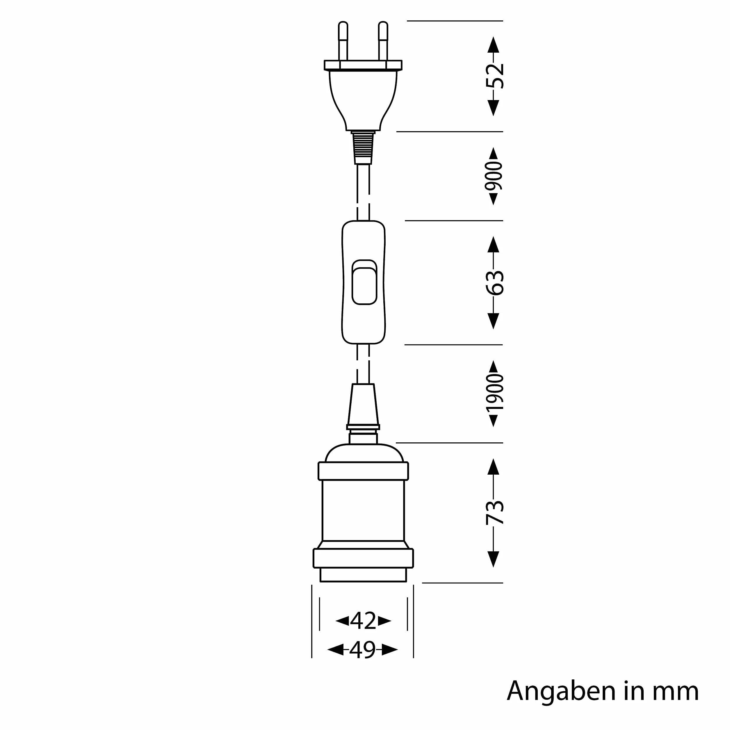 ledscom.de Kabel tekstylny RETRA, wtyczka, przełącznik, brąz matowy, 3 m, gniazdo lampy, 1x E27 maks. 60W