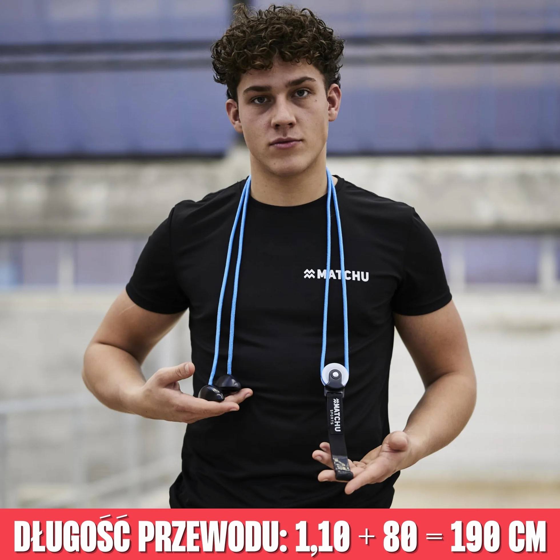 MATCHU pulley na ramię z kółkiem 190 cm niebieski czarny
