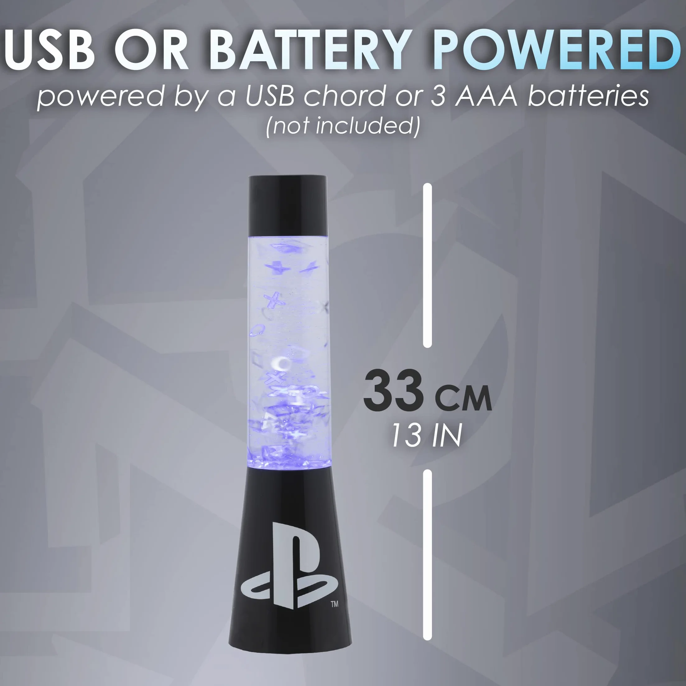 Paladone Sony PlayStation Glitter Liquid Mood Light z pływającymi kontrolerami i ikonami, oficjalnie licencjonowany produkt Sony PlayStation | PS5 | lampa lawowa | lampa biurkowa | lampka nocna |