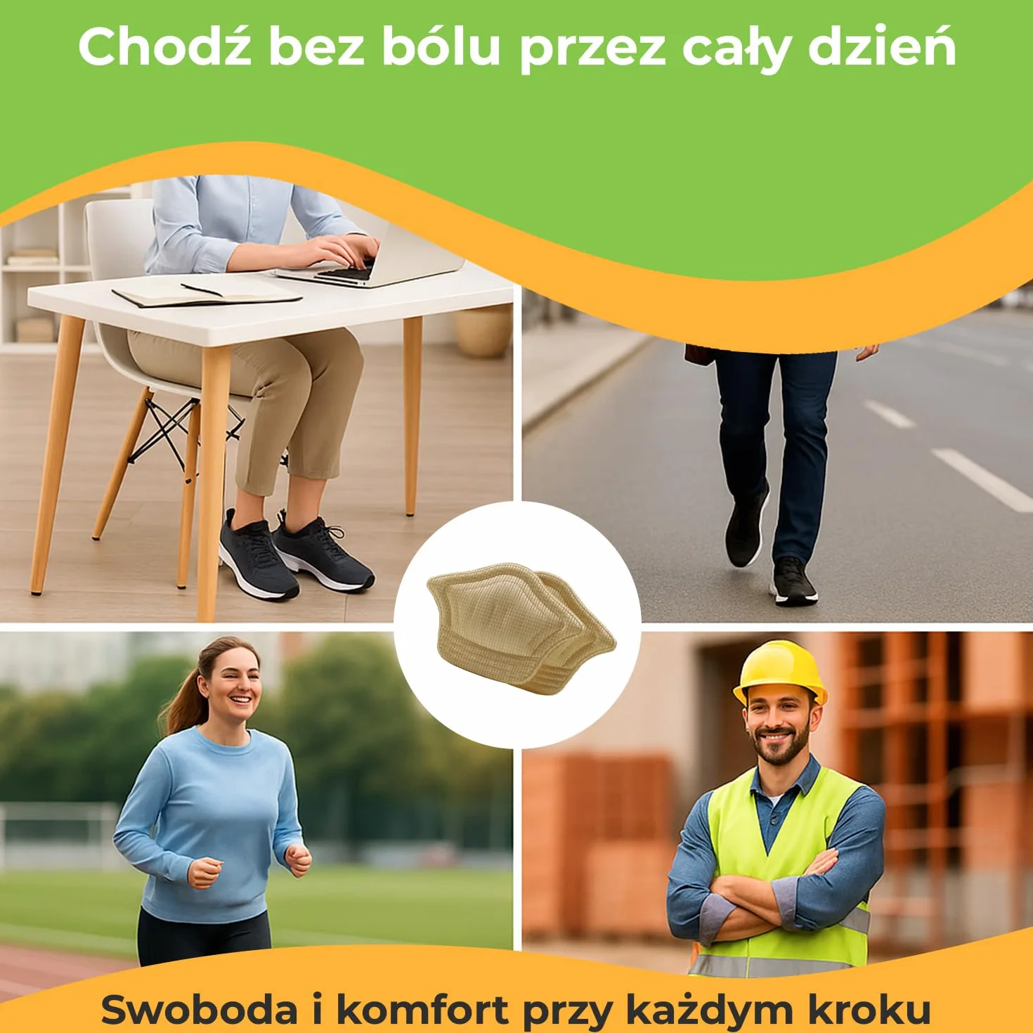 Poduszki na Piętę Slim Feet Pro Typ Korona Beżowy 6 Par Pianka Komfort Antypoślizgowe Niewidoczne do Butów