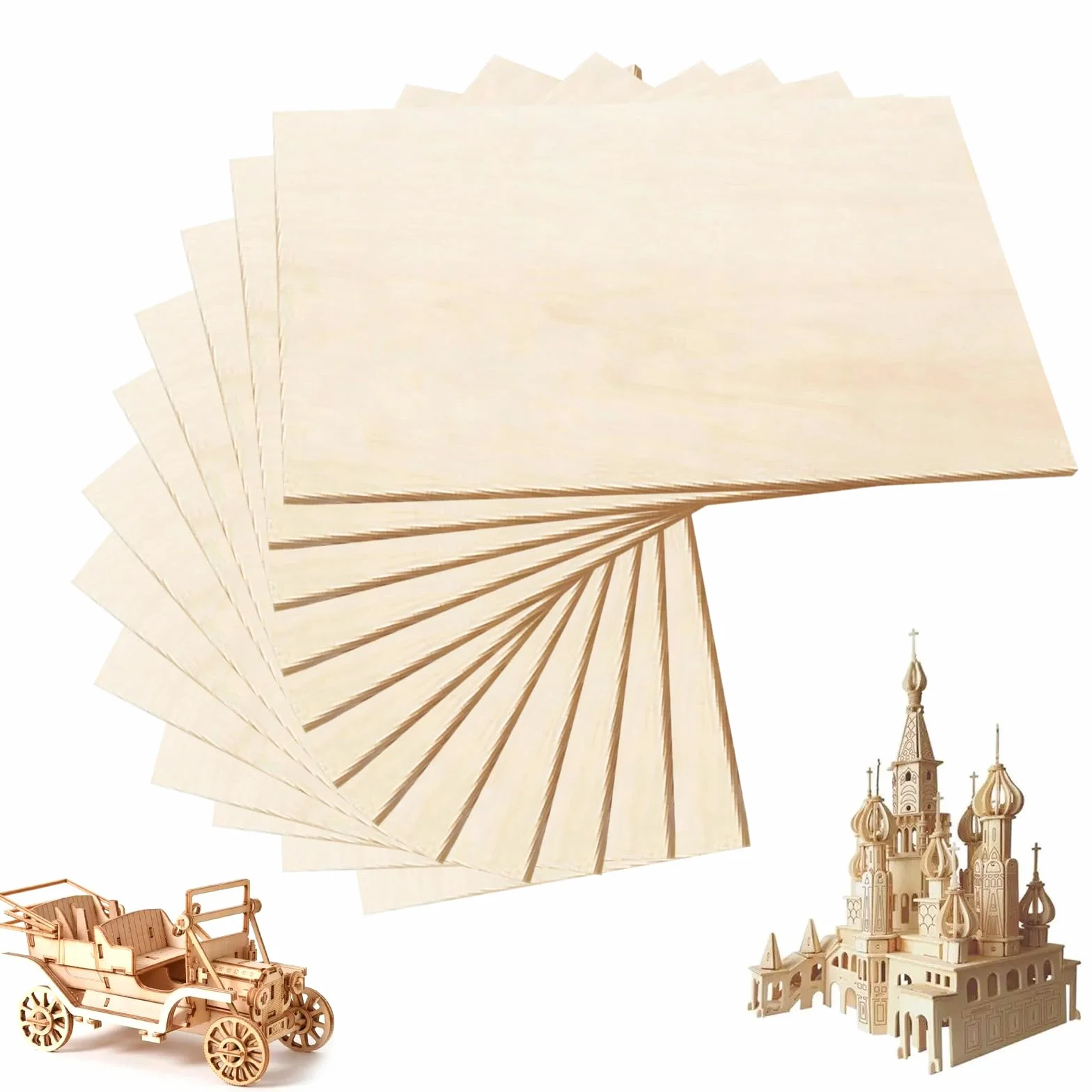 12 Sztuk Sklejki A4 2mm, 30 x 21 cm Płyty Drewniane do Rękodzieła, Modelarstwa, Wypalania w Drewnie, Laserowego Cięcia, Malowania, Grawerowania, DIY, Dekoracji (12, 2mm)