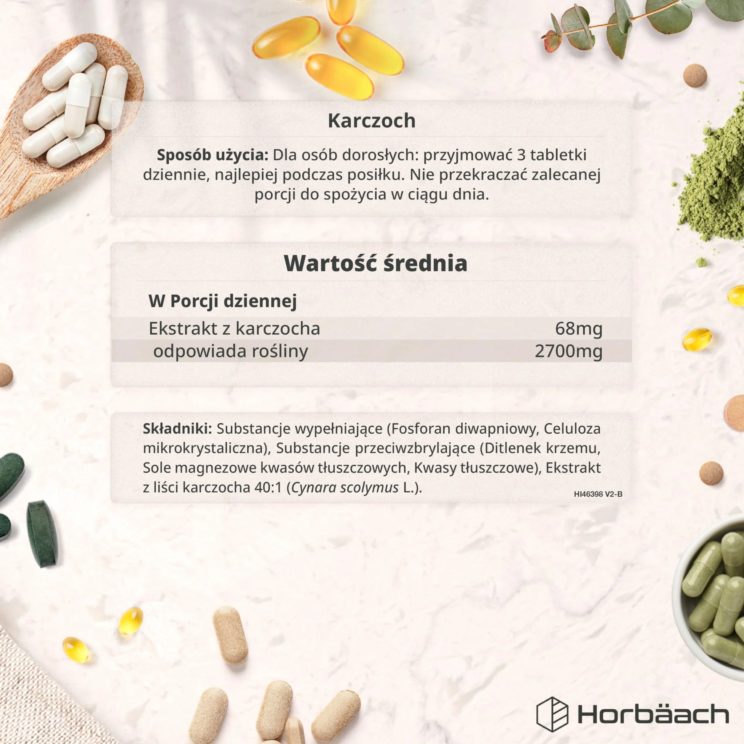 Horbaach Karczoch Tabletki 2700mg 180 Tabletek Wegańskich