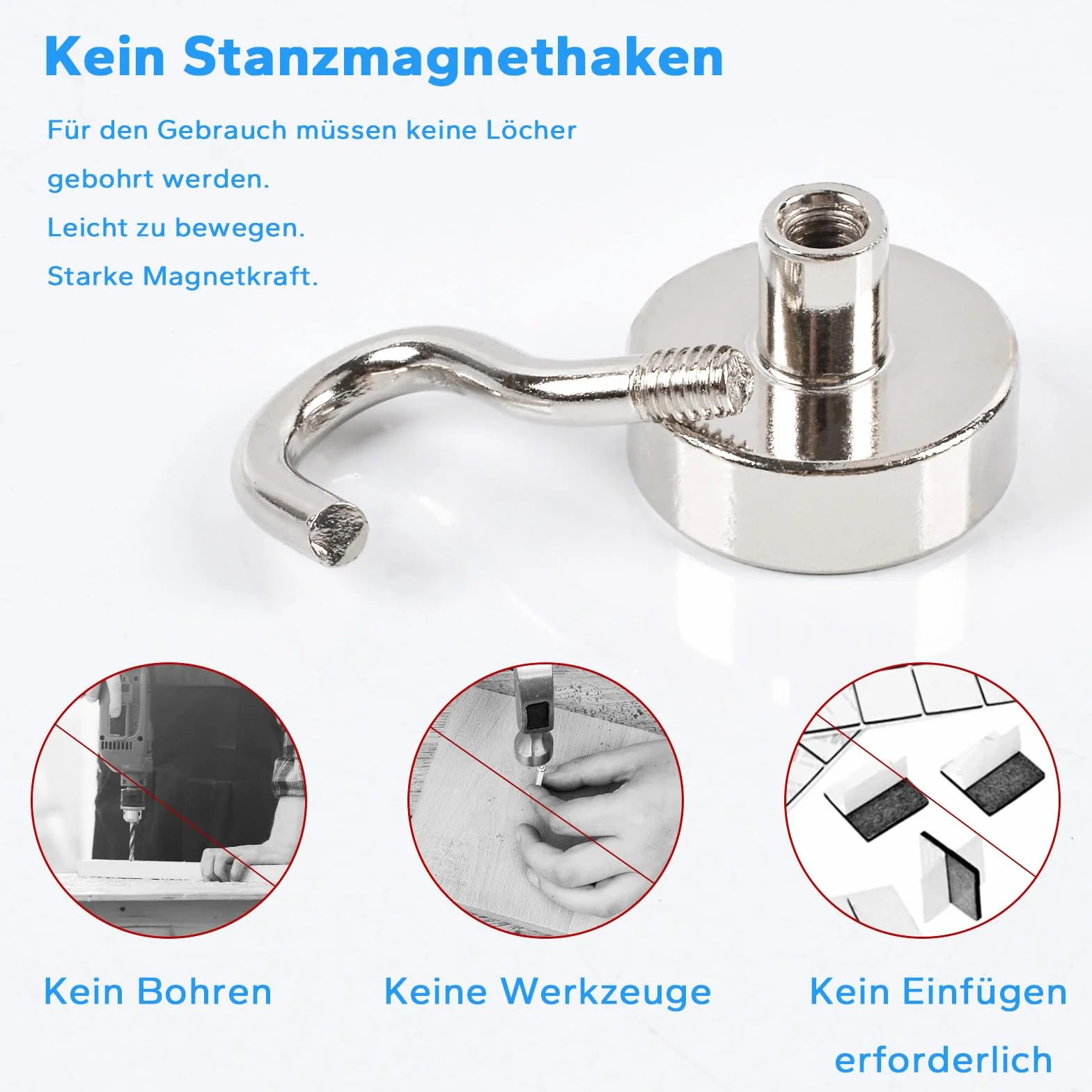 20 Sztuk Haczyki magnetyczne 10 kg silne magnesy z haczykami magnetyczne haczyki neodymowe do zawieszenia akcesoria kuchenne kemping 16 mm kolor srebrny