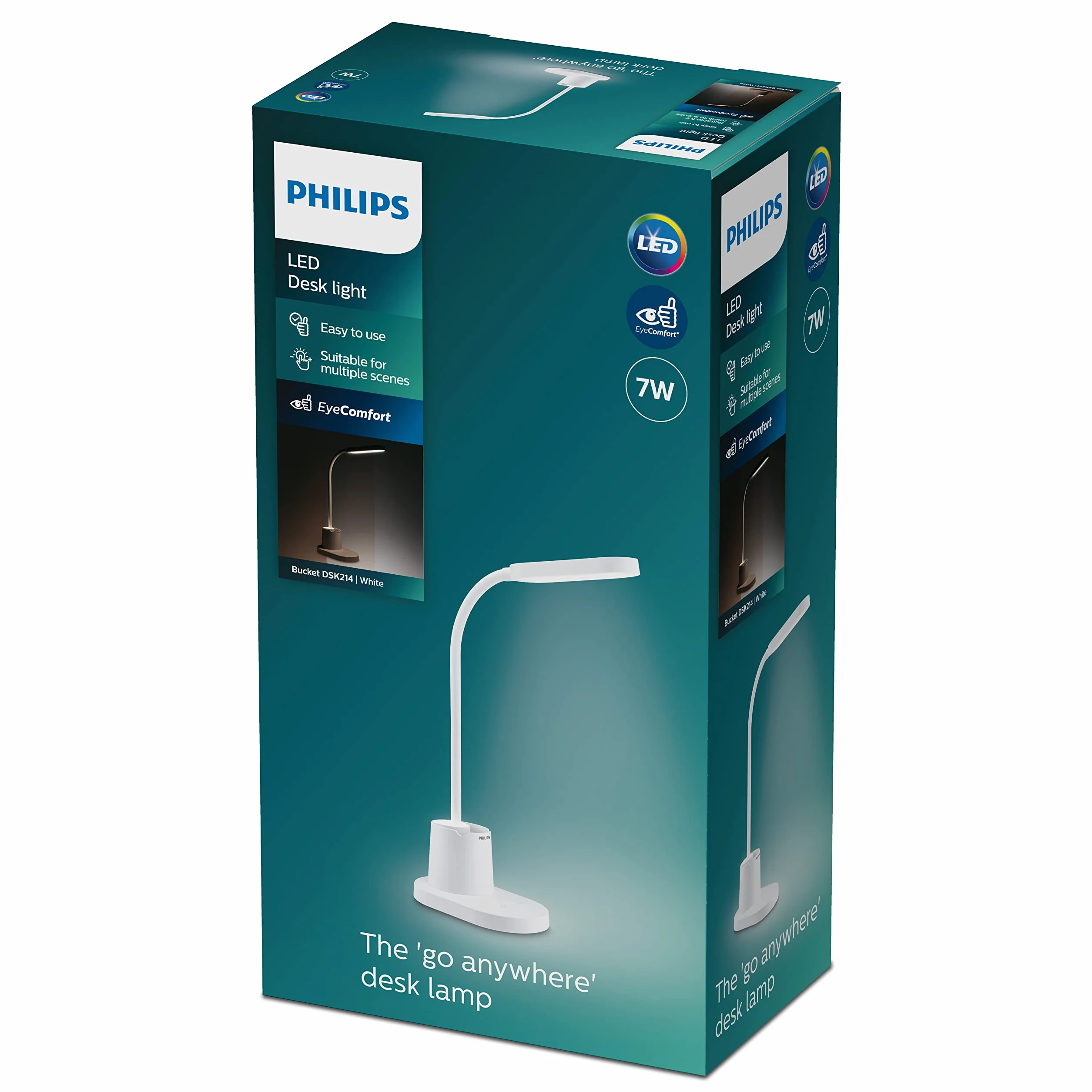 Philips LED Lampka biurkowa Performance Bucket DSK214 8W 3000-5700K biała ściemniana USB