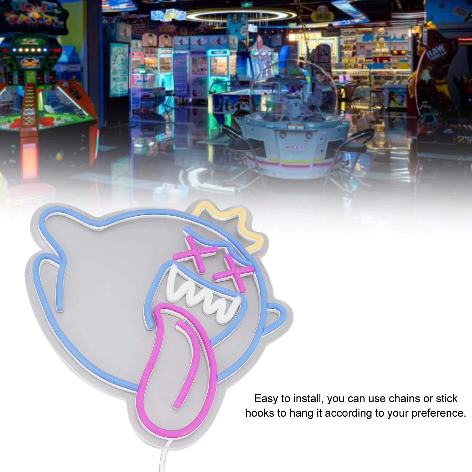 Keenso Halloween LED Ghost Neon Light Dimble USB Wall Monted Game Room Party Dekoracja