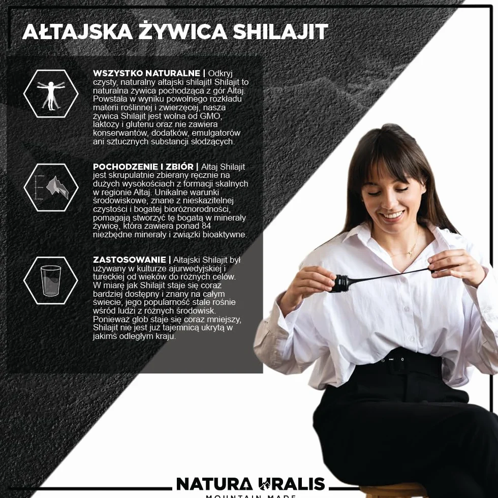 Natura Uralis Altai Shilajit Organiczna Żywica Mineralna Czarny 100g