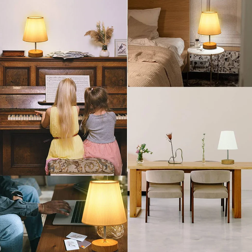 HSLighting Lampka nocna dotykowa ściemniana: lampa stołowa dotykowa ściemniana żarówka 3 poziomy jasności, regulowana lampa biurkowa, minimalistyczna do czytania, salon