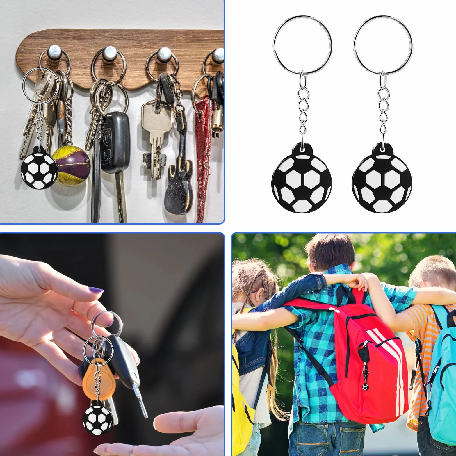 Abeillo 12 Breloczków Piłkarskich, Mini Piłka Nożna, Sport, Upominek dla Dzieci, Impreza, Plecaki, Dekoracje, Czarny, S