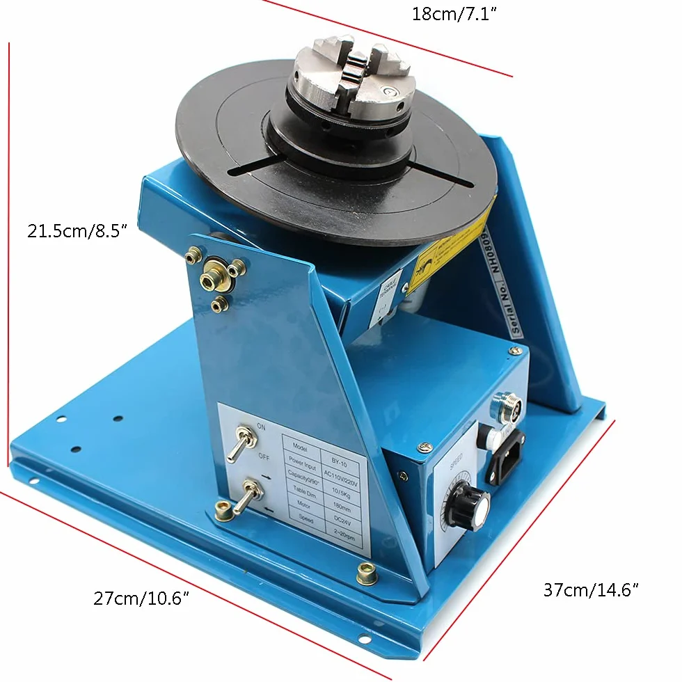 220 V stół spawalniczy pozycjoner spawalniczy 2-10 obr./min, manipulator 10 kg (poziomo) / 5 kg (pionowo), stół obrotowy 0-90°, kąt nachylenia 0-90°, uchwyt trójszczękowy do cięcia, szlifowania,