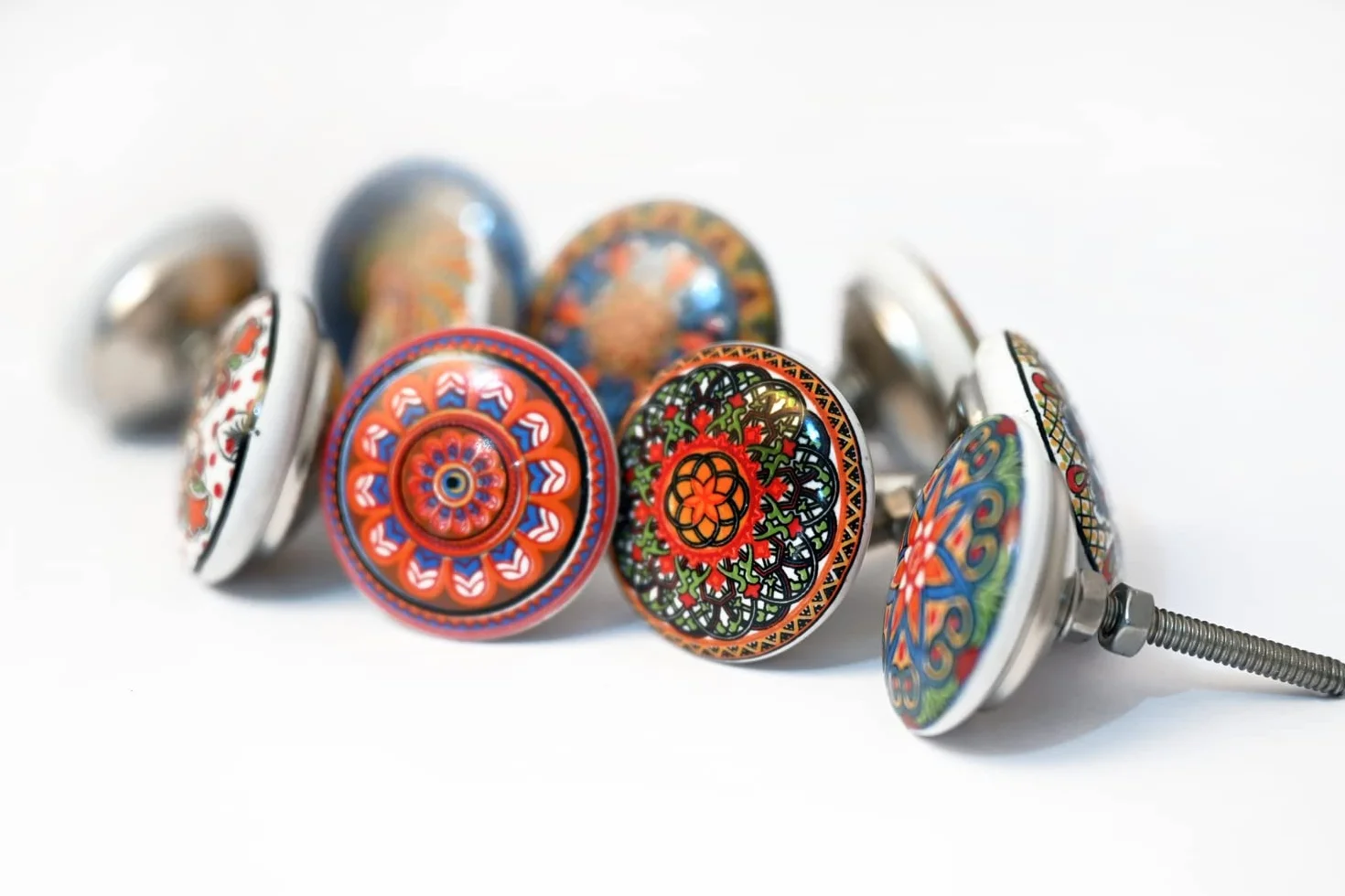 Xfer ceramiczne guziki vintage wzór kwiatowy 20 sztuk