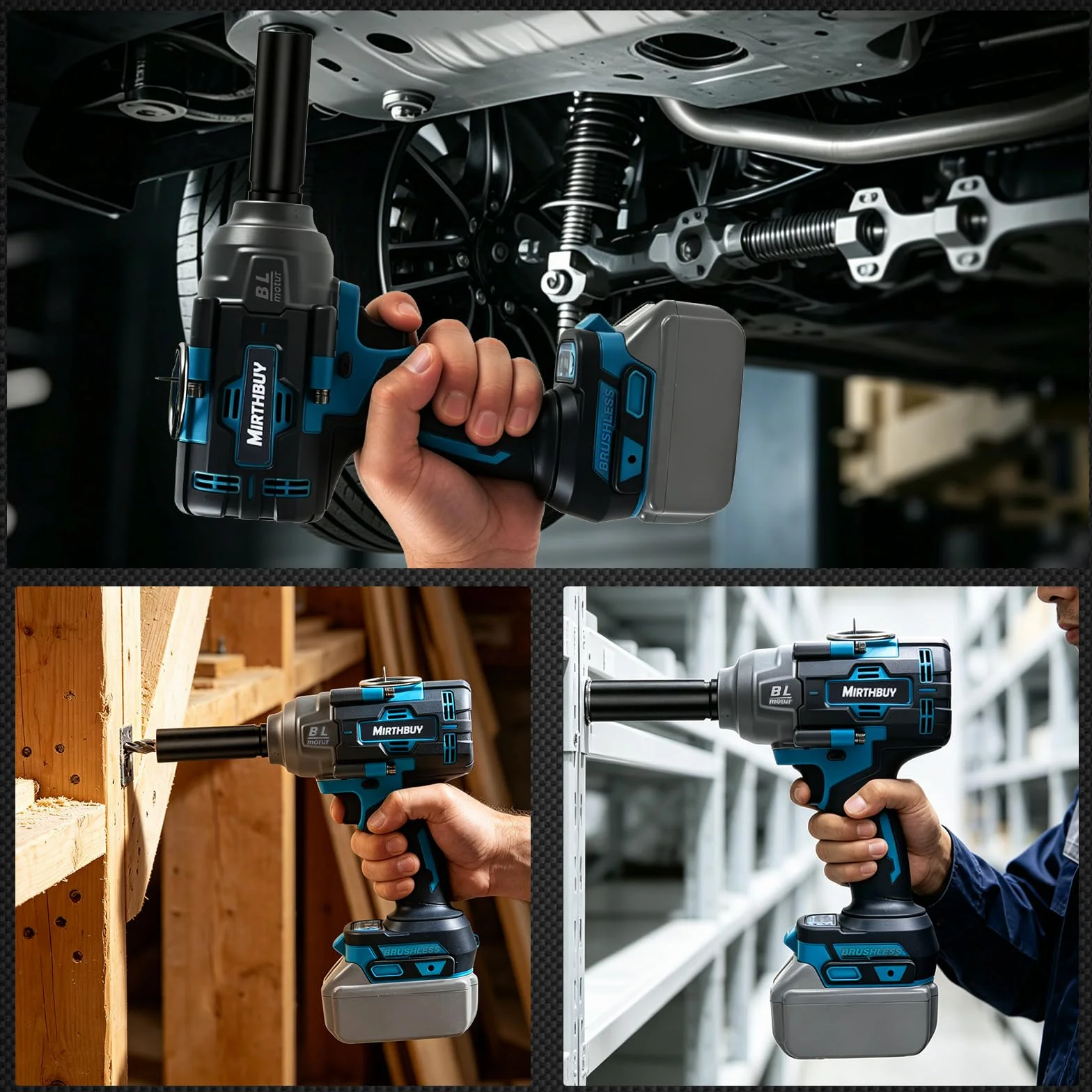 Akumulatorowa wkrętarka udarowa 1800 Nm do Makita 18 V, maks. 4000 obr./min, bezszczotkowa elektryczna wkrętarka udarowa 1/2 cala z oświetleniem LED, 4 poziomy prędkości, do naprawy opon