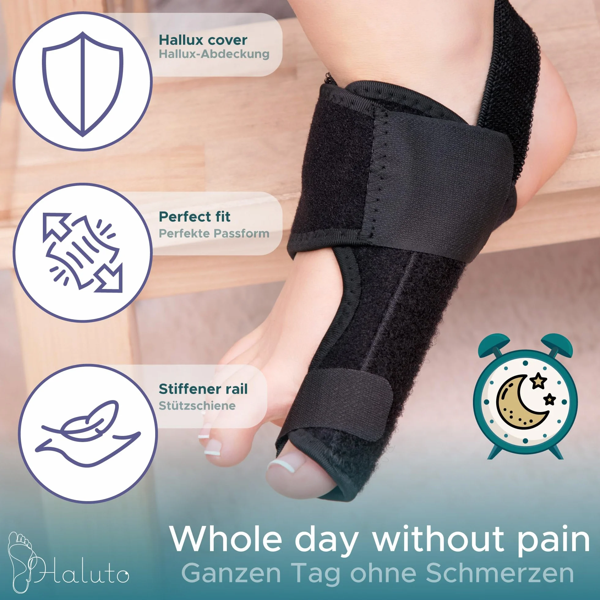 HALUTO - Szyna na haluksy - Skuteczna szyna na haluksy łagodząca ból i wspomagająca korekcję palucha koślawego - Hallux Valgus Correction Splint