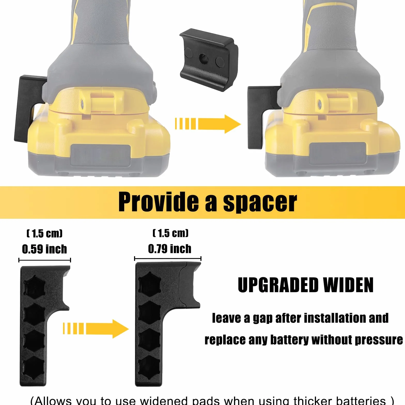 Uchwyt magnetyczny 1/4" kompatybilny z wiertarkami Dewalt, montaż śrubowy po lewej stronie, mocny organizer na 4 końcówki
