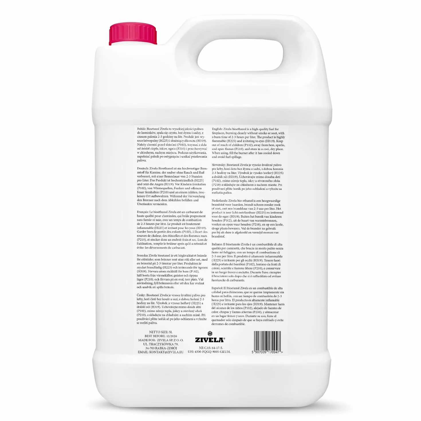 Bioetanol 96,6% 5 l | bioalkohol o zapachu truskawek 96,6% 5 l | bioetanol do kominka, kominka stołowego | bioetanol zapach truskawek | czyste spalanie, bez dymu, żywy i stabilny płomień