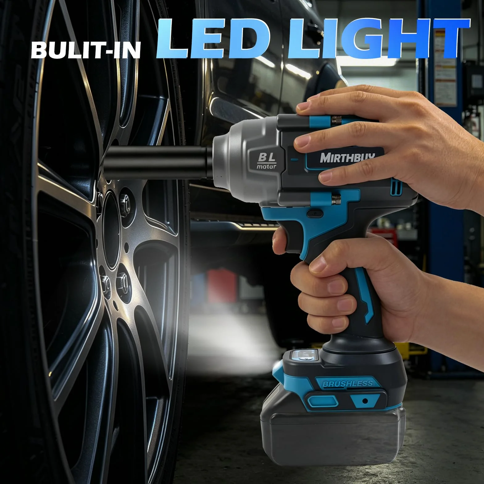Akumulatorowa wkrętarka udarowa 1800 Nm do Makita 18 V, maks. 4000 obr./min, bezszczotkowa elektryczna wkrętarka udarowa 1/2 cala z oświetleniem LED, 4 poziomy prędkości, do naprawy opon