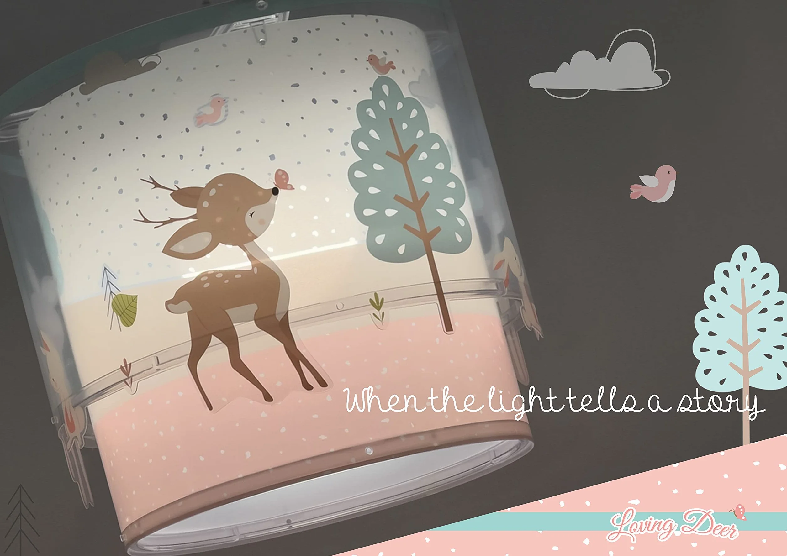 Dziecięca lampa sufitowa Dalber Loving Deer Deer Animals Różowa (61272)